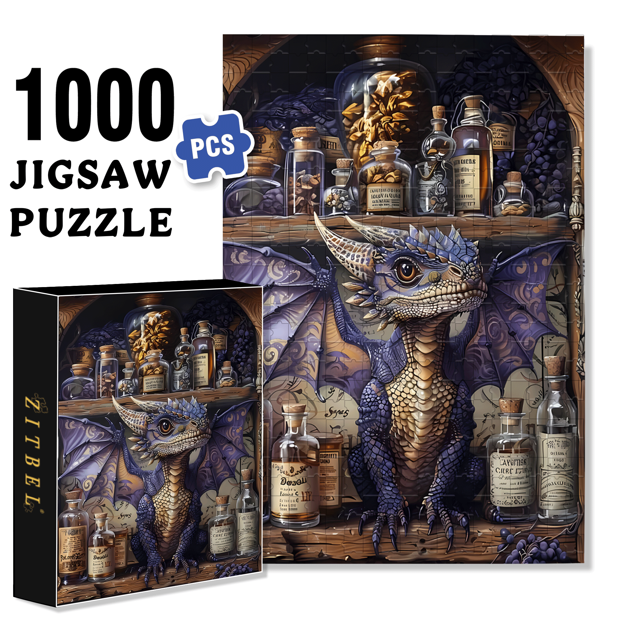 Magic Potion Cabinet 500pcs/1000pcs Jigsaw Puzzle, Scratch-Resistant, Interactive Family Game & Brain-Boosting DIY Decor, Perfect for Halloween, Christmas & New Year Gifts, Family Puzzle Game