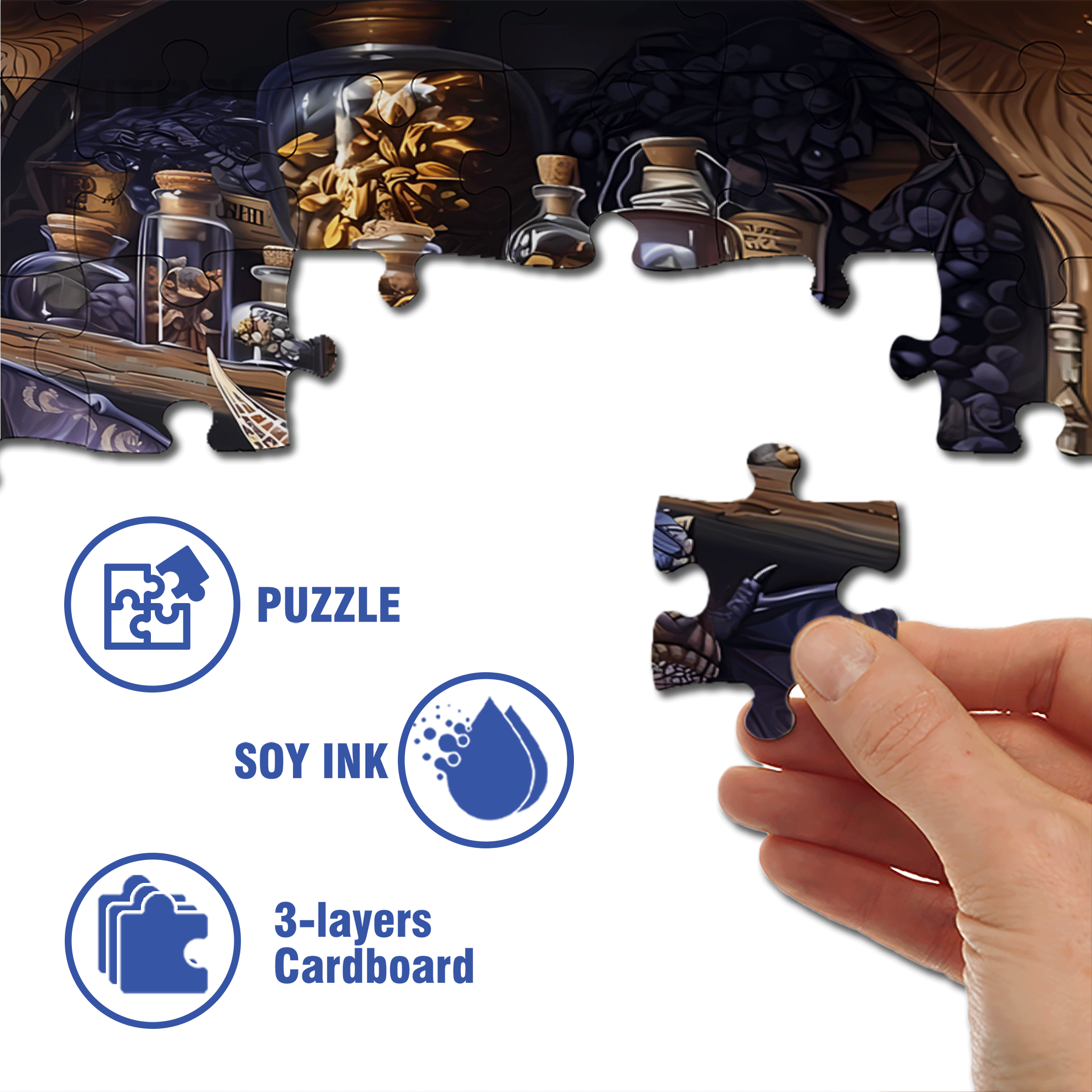 Magic Potion Cabinet 500pcs/1000pcs Jigsaw Puzzle, Scratch-Resistant, Interactive Family Game & Brain-Boosting DIY Decor, Perfect for Halloween, Christmas & New Year Gifts, Family Puzzle Game