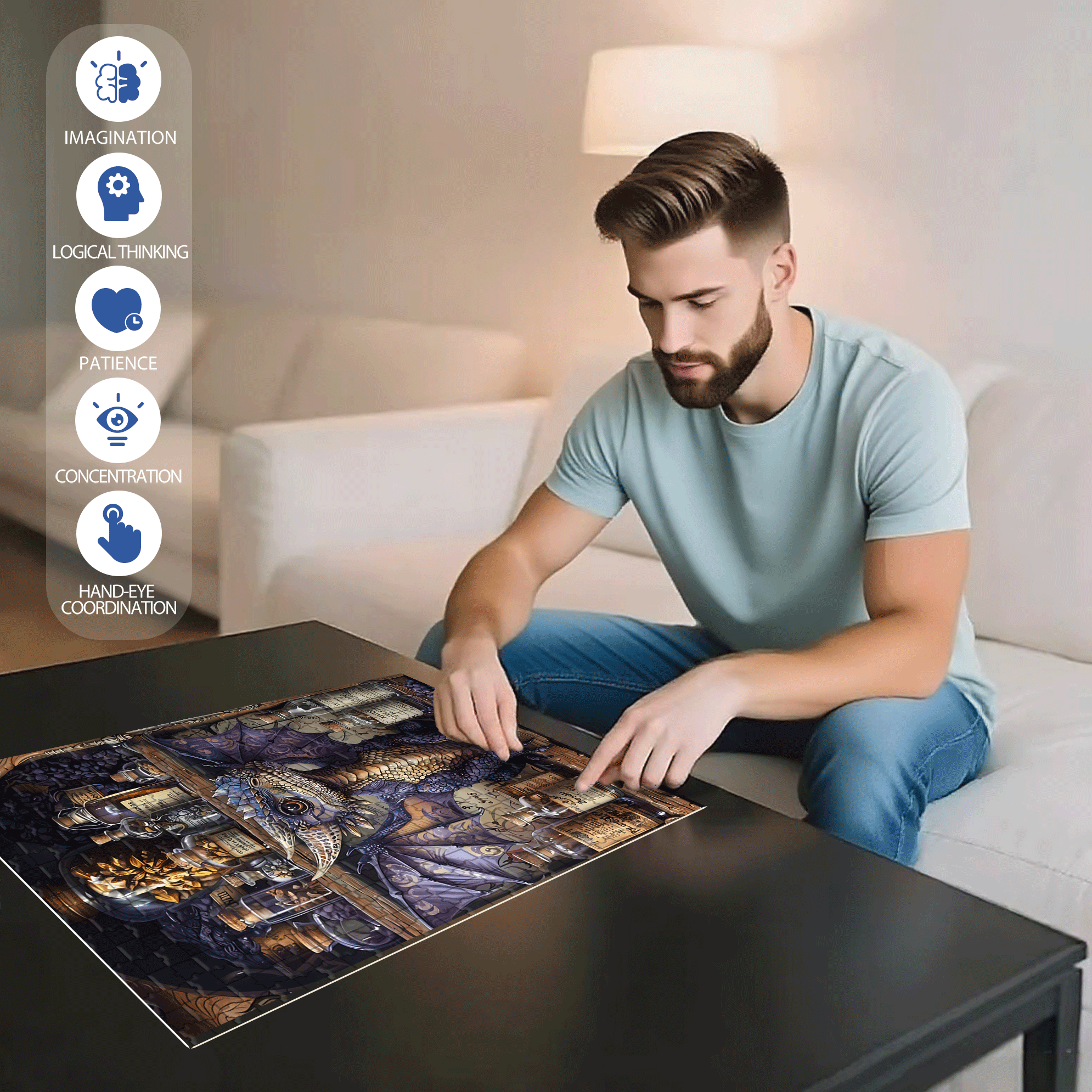 Magic Potion Cabinet 500pcs/1000pcs Jigsaw Puzzle, Scratch-Resistant, Interactive Family Game & Brain-Boosting DIY Decor, Perfect for Halloween, Christmas & New Year Gifts, Family Puzzle Game