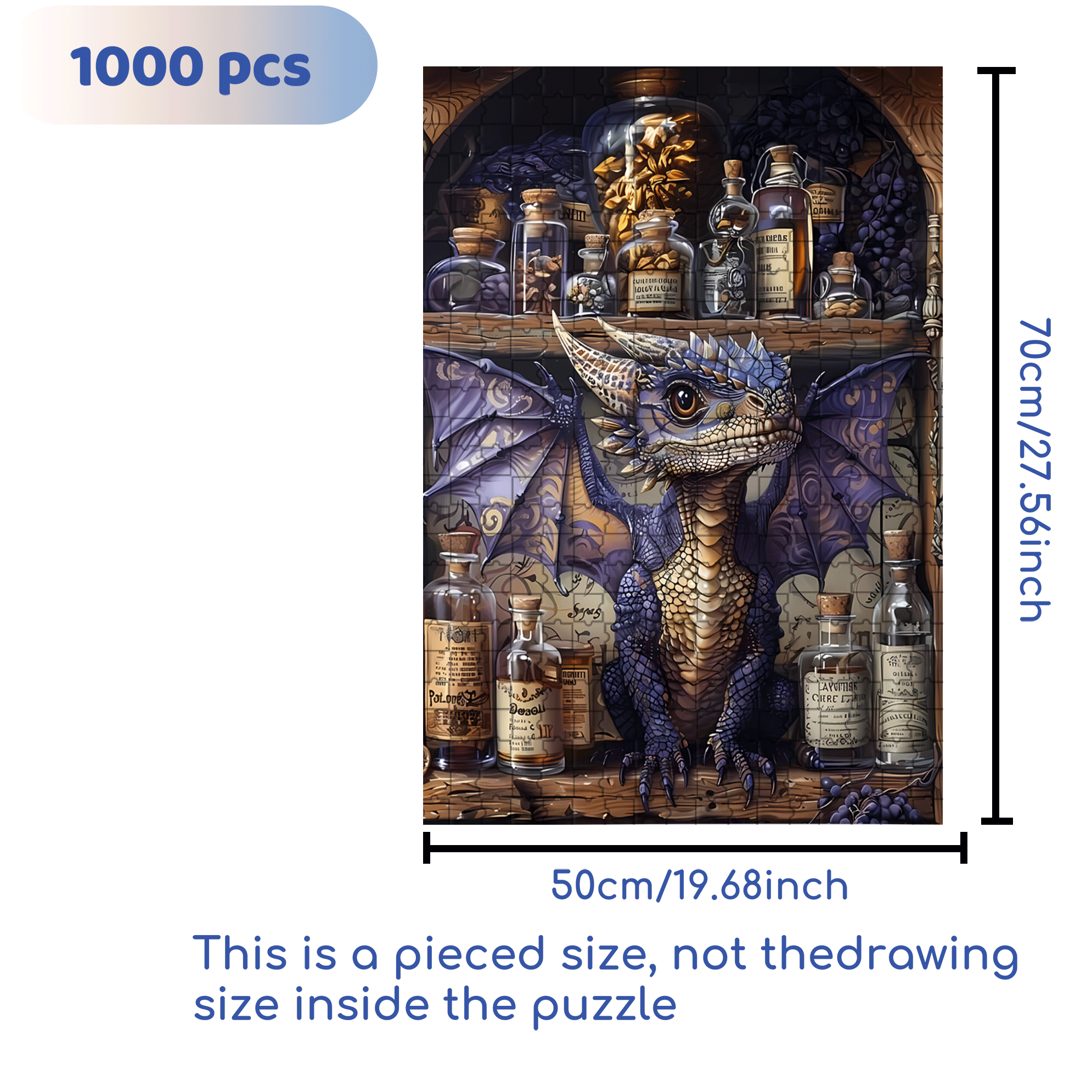 Magic Potion Cabinet 500pcs/1000pcs Jigsaw Puzzle, Scratch-Resistant, Interactive Family Game & Brain-Boosting DIY Decor, Perfect for Halloween, Christmas & New Year Gifts, Family Puzzle Game