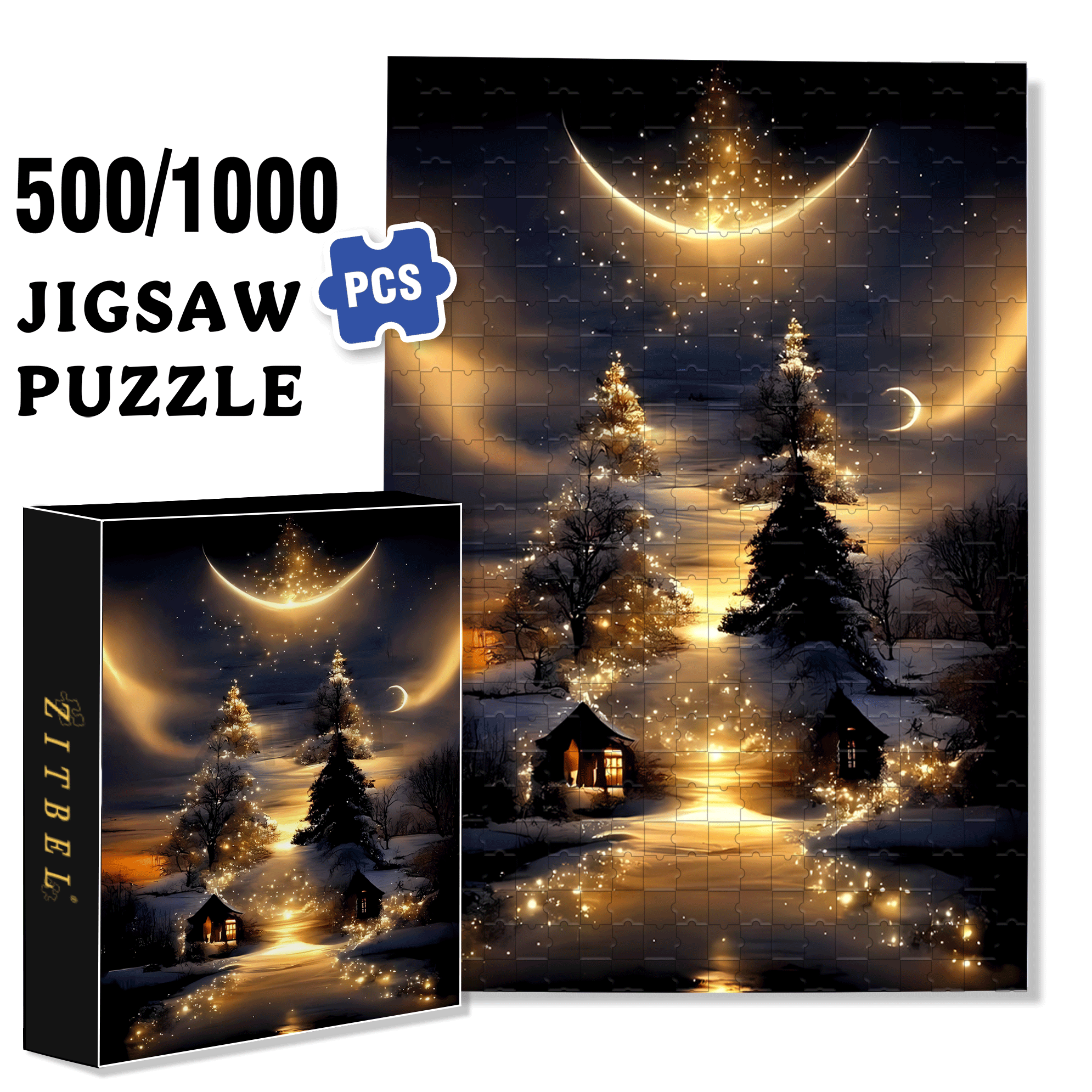 Moon Crossing the Milky Way 500pcs/1000pcs Jigsaw Puzzle, Scratch-Resistant, Interactive Family Game & Brain-Boosting DIY Decor, Perfect for Halloween, Christmas & New Year Gifts, Family Puzzle Game