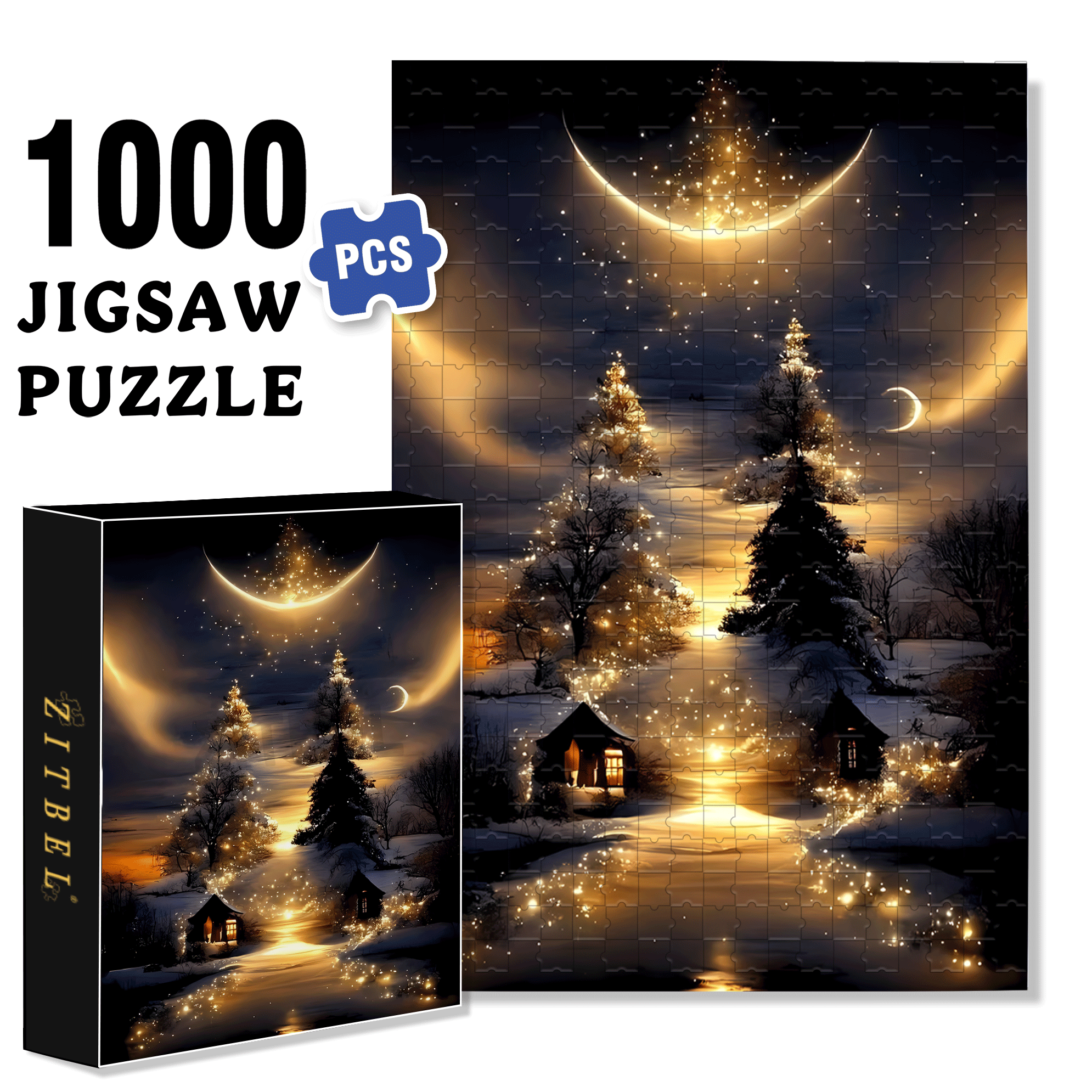 Moon Crossing the Milky Way 500pcs/1000pcs Jigsaw Puzzle, Scratch-Resistant, Interactive Family Game & Brain-Boosting DIY Decor, Perfect for Halloween, Christmas & New Year Gifts, Family Puzzle Game