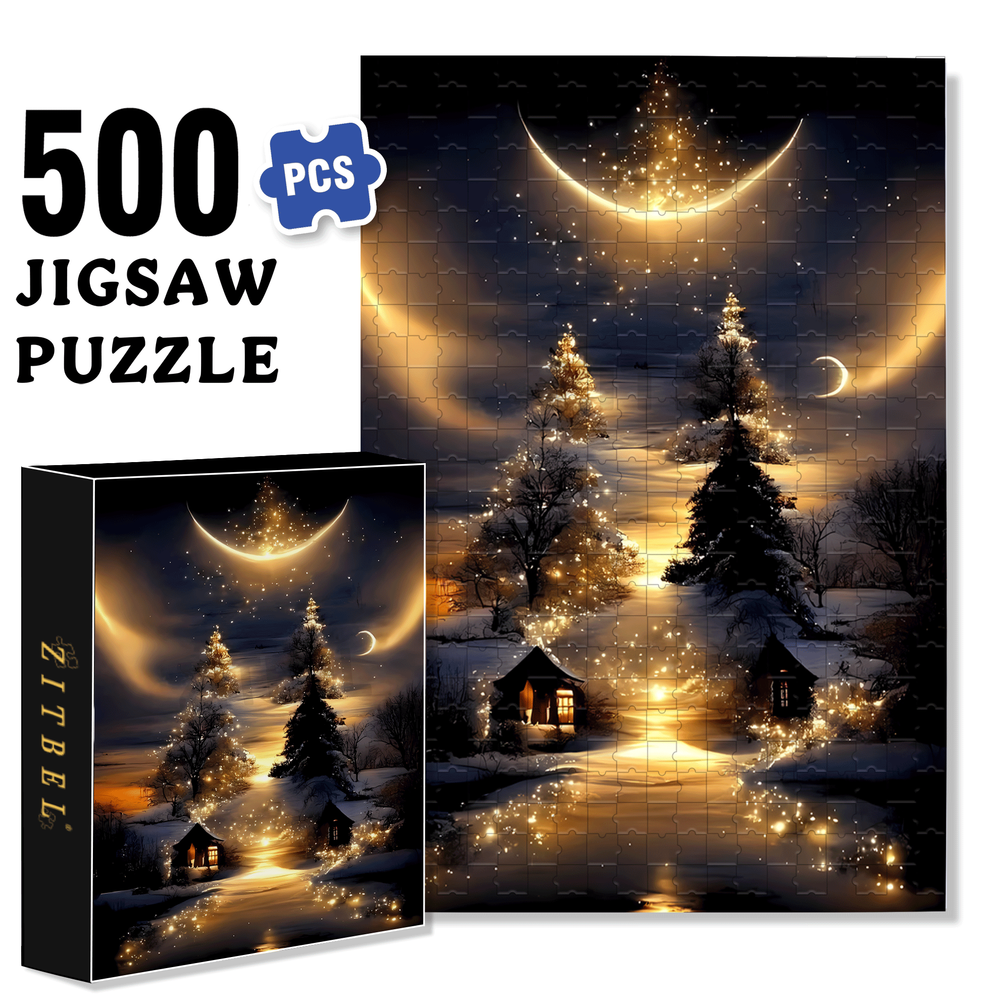 Moon Crossing the Milky Way 500pcs/1000pcs Jigsaw Puzzle, Scratch-Resistant, Interactive Family Game & Brain-Boosting DIY Decor, Perfect for Halloween, Christmas & New Year Gifts, Family Puzzle Game