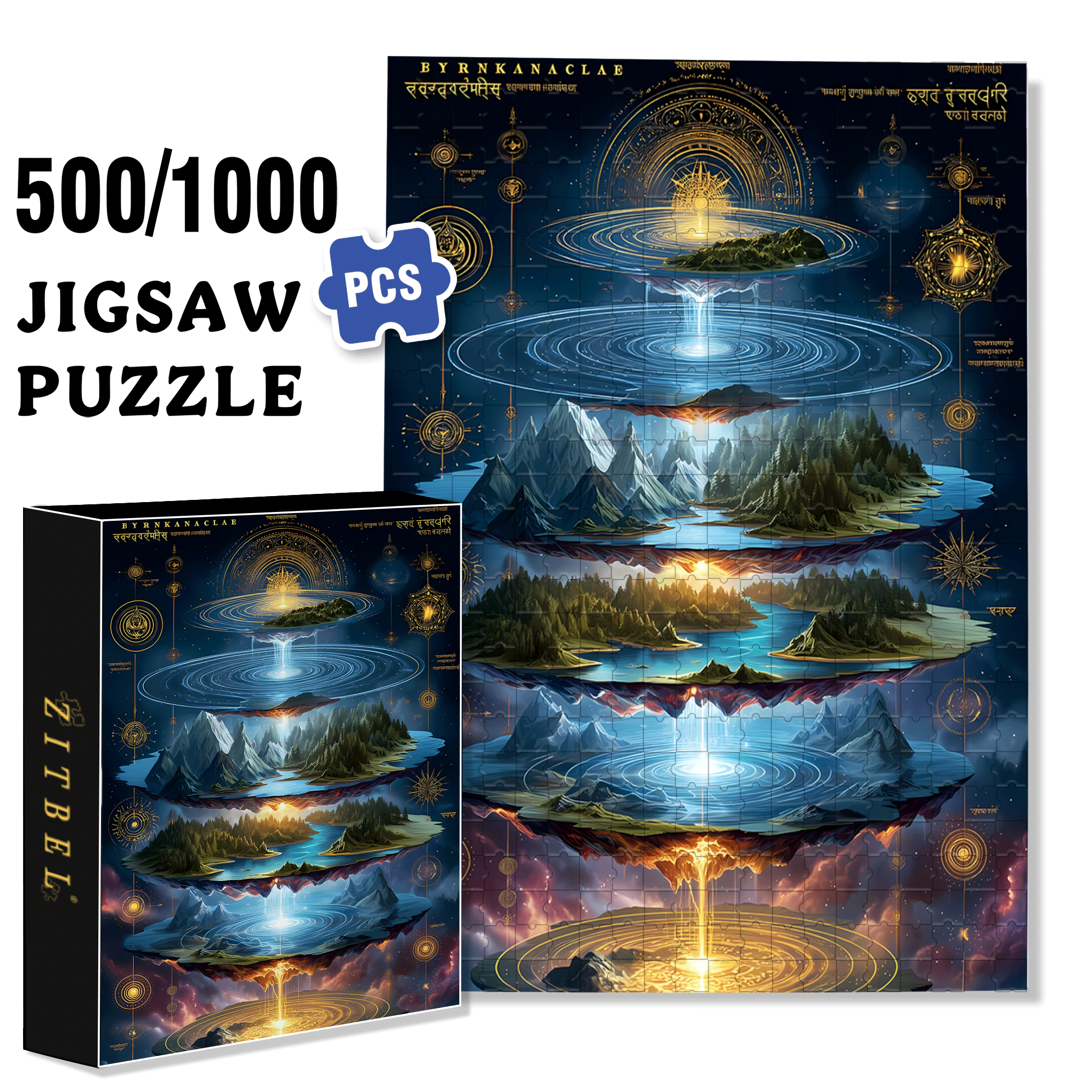Multilayered World 500pcs/1000pcs Jigsaw Puzzle, Scratch-Resistant, Interactive Family Game & Brain-Boosting DIY Decor, Perfect for Halloween, Christmas & New Year Gifts, Family Puzzle Game