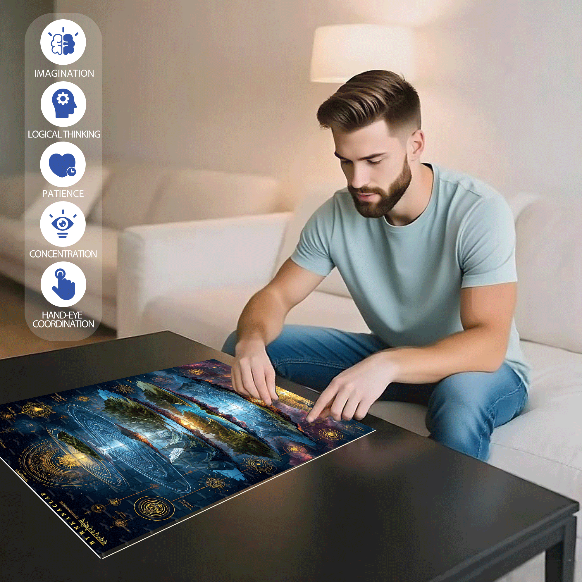 Multilayered World 500pcs/1000pcs Jigsaw Puzzle, Scratch-Resistant, Interactive Family Game & Brain-Boosting DIY Decor, Perfect for Halloween, Christmas & New Year Gifts, Family Puzzle Game