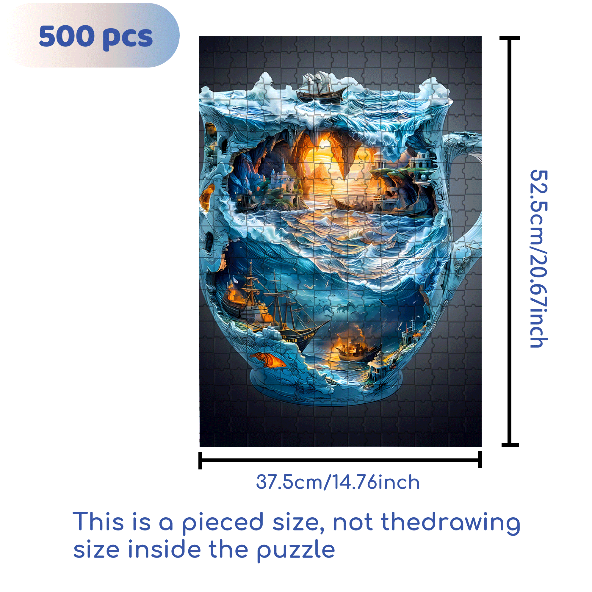 Nautical Shipwreck Scene with Treasure Chest 500pcs/1000pcs Jigsaw Puzzle, Scratch-Resistant, Interactive Family Game & Brain-Boosting DIY Decor, Perfect for Halloween, Christmas & New Year Gifts, Family Puzzle Game