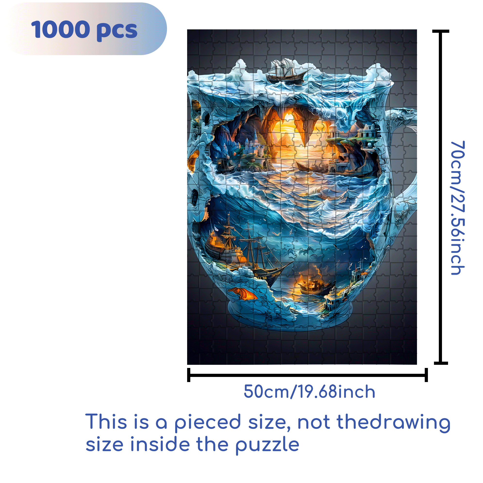 Nautical Shipwreck Scene with Treasure Chest 500pcs/1000pcs Jigsaw Puzzle, Scratch-Resistant, Interactive Family Game & Brain-Boosting DIY Decor, Perfect for Halloween, Christmas & New Year Gifts, Family Puzzle Game