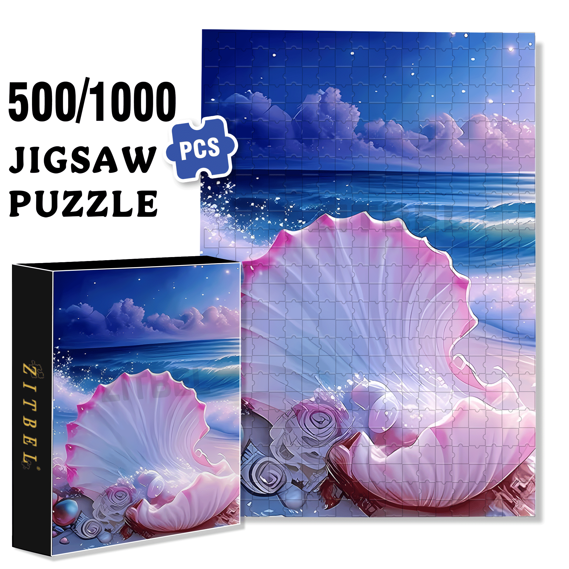 Pearl Under The Moonlight 500pcs/1000pcs Jigsaw Puzzle, Scratch-Resistant, Interactive Family Game & Brain-Boosting DIY Decor, Perfect for Halloween, Christmas & New Year Gifts, Family Puzzle Game