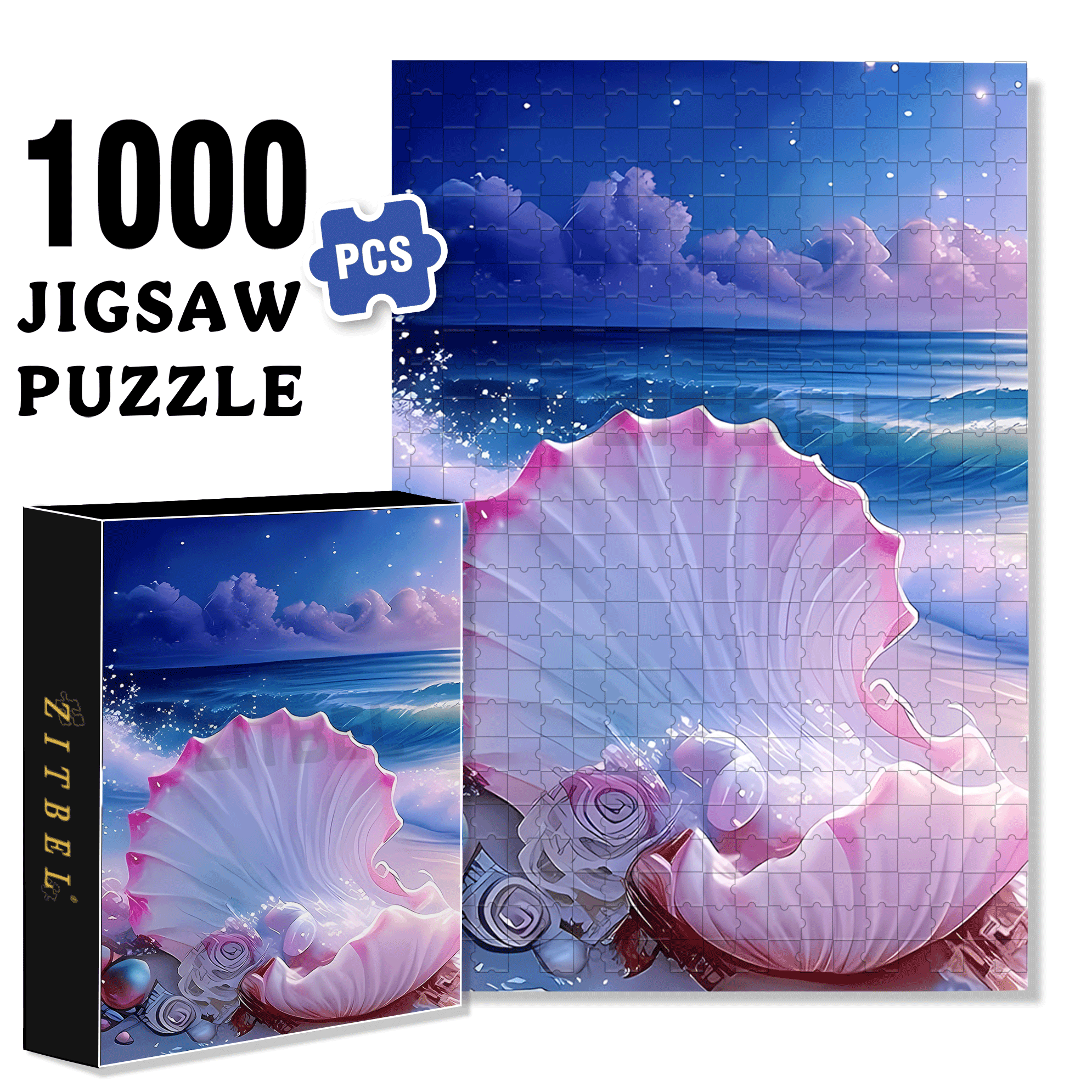 Pearl Under The Moonlight 500pcs/1000pcs Jigsaw Puzzle, Scratch-Resistant, Interactive Family Game & Brain-Boosting DIY Decor, Perfect for Halloween, Christmas & New Year Gifts, Family Puzzle Game