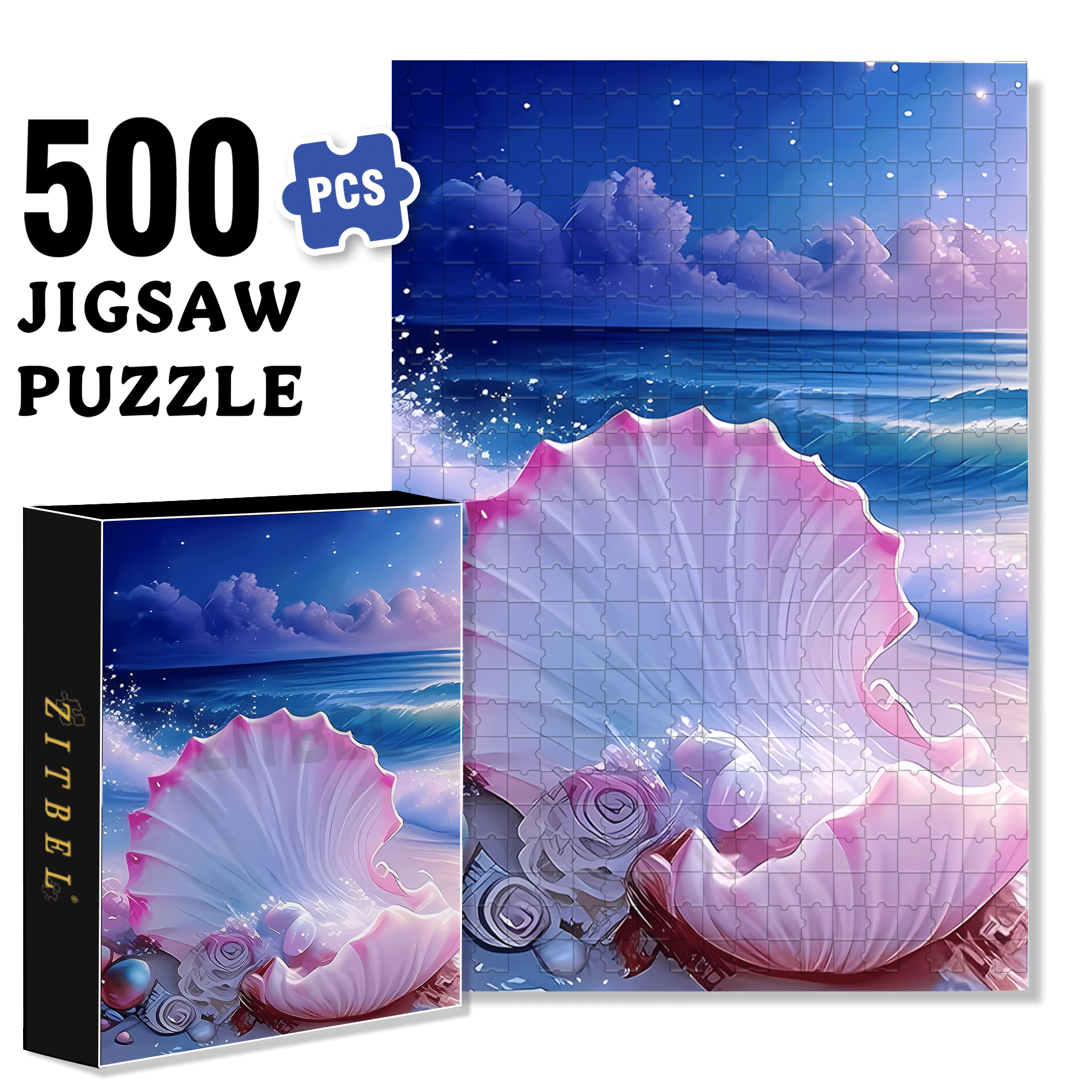 Pearl Under The Moonlight 500pcs/1000pcs Jigsaw Puzzle, Scratch-Resistant, Interactive Family Game & Brain-Boosting DIY Decor, Perfect for Halloween, Christmas & New Year Gifts, Family Puzzle Game