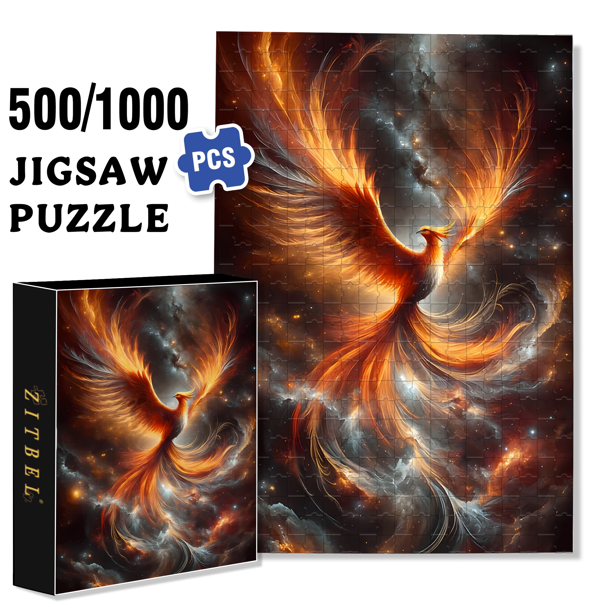 Phoenix Fashion 500pcs/1000pcs Jigsaw Puzzle, Scratch-Resistant, Interactive Family Game & Brain-Boosting DIY Decor, Perfect for Halloween, Christmas & New Year Gifts, Family Puzzle Game