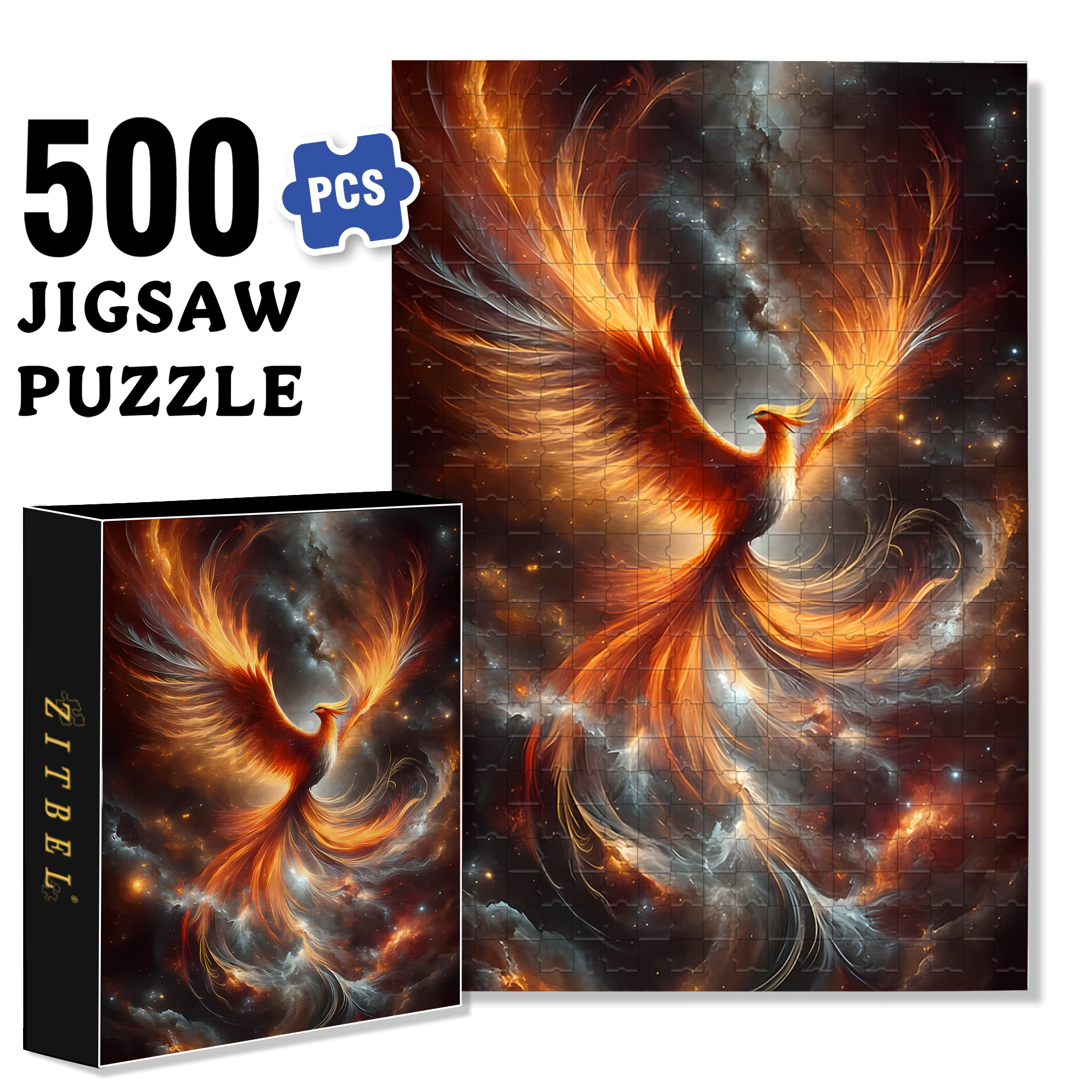 Phoenix Fashion 500pcs/1000pcs Jigsaw Puzzle, Scratch-Resistant, Interactive Family Game & Brain-Boosting DIY Decor, Perfect for Halloween, Christmas & New Year Gifts, Family Puzzle Game