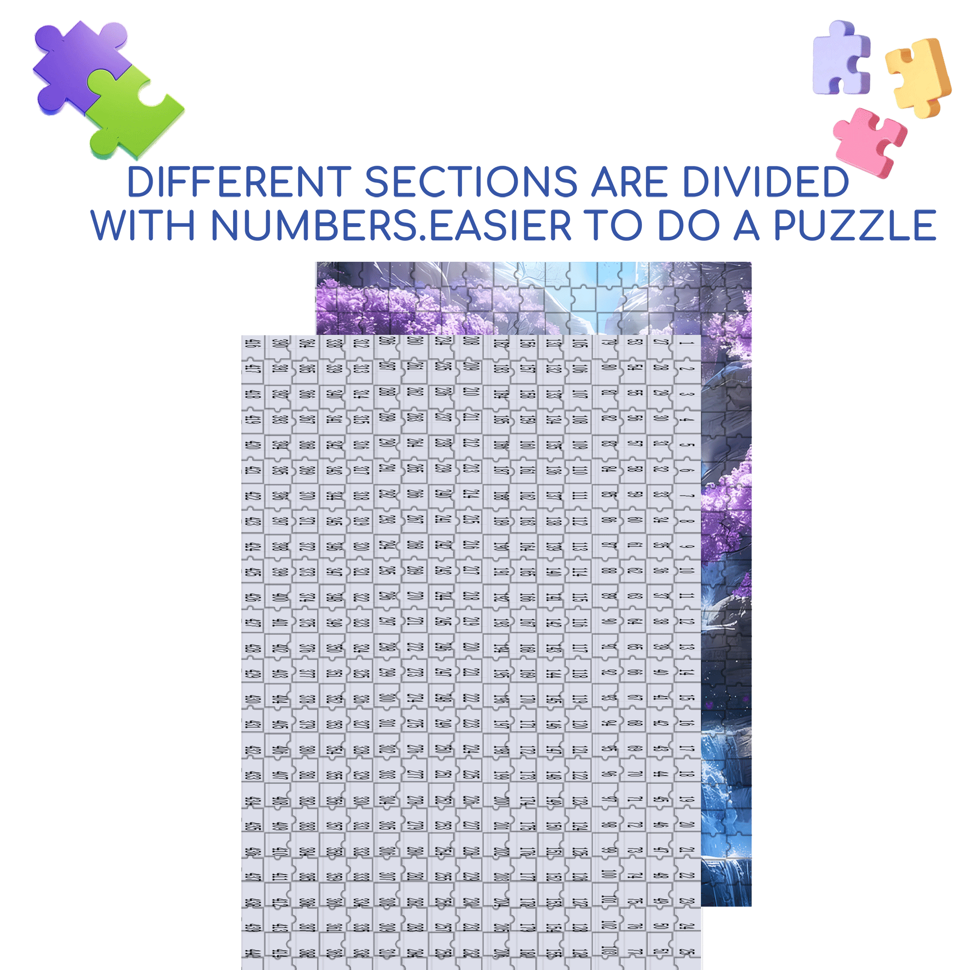 Purple Waterfall 500pcs/1000pcs Jigsaw Puzzle, Scratch-Resistant, Interactive Family Game & Brain-Boosting DIY Decor, Perfect for Halloween, Christmas & New Year Gifts, Family Puzzle Game