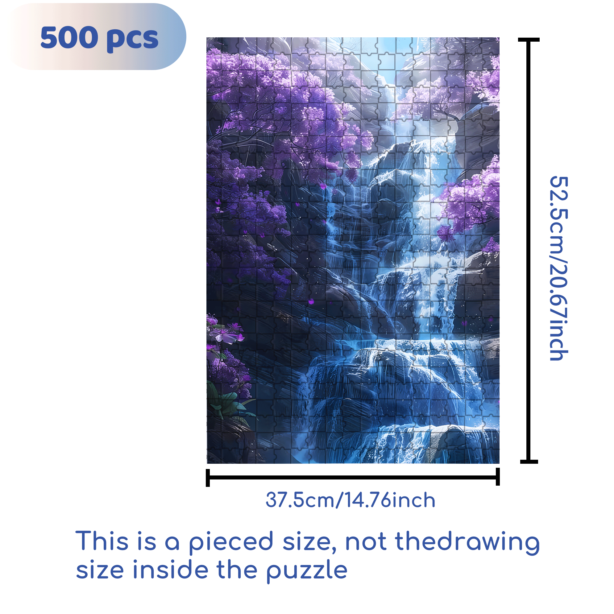 Purple Waterfall 500pcs/1000pcs Jigsaw Puzzle, Scratch-Resistant, Interactive Family Game & Brain-Boosting DIY Decor, Perfect for Halloween, Christmas & New Year Gifts, Family Puzzle Game