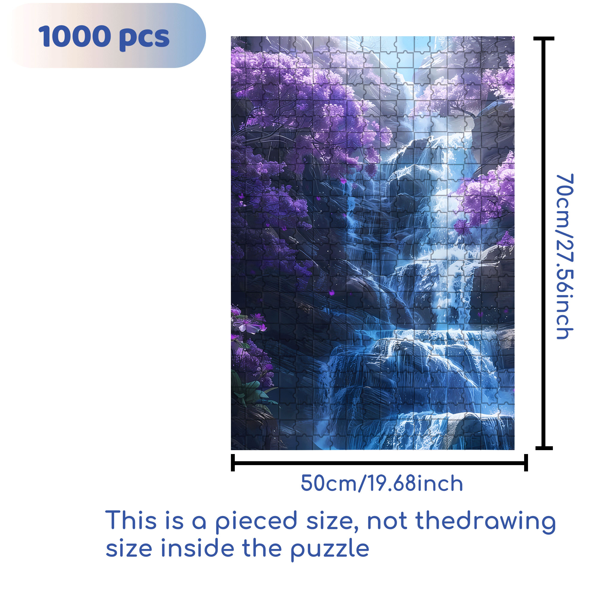 Purple Waterfall 500pcs/1000pcs Jigsaw Puzzle, Scratch-Resistant, Interactive Family Game & Brain-Boosting DIY Decor, Perfect for Halloween, Christmas & New Year Gifts, Family Puzzle Game