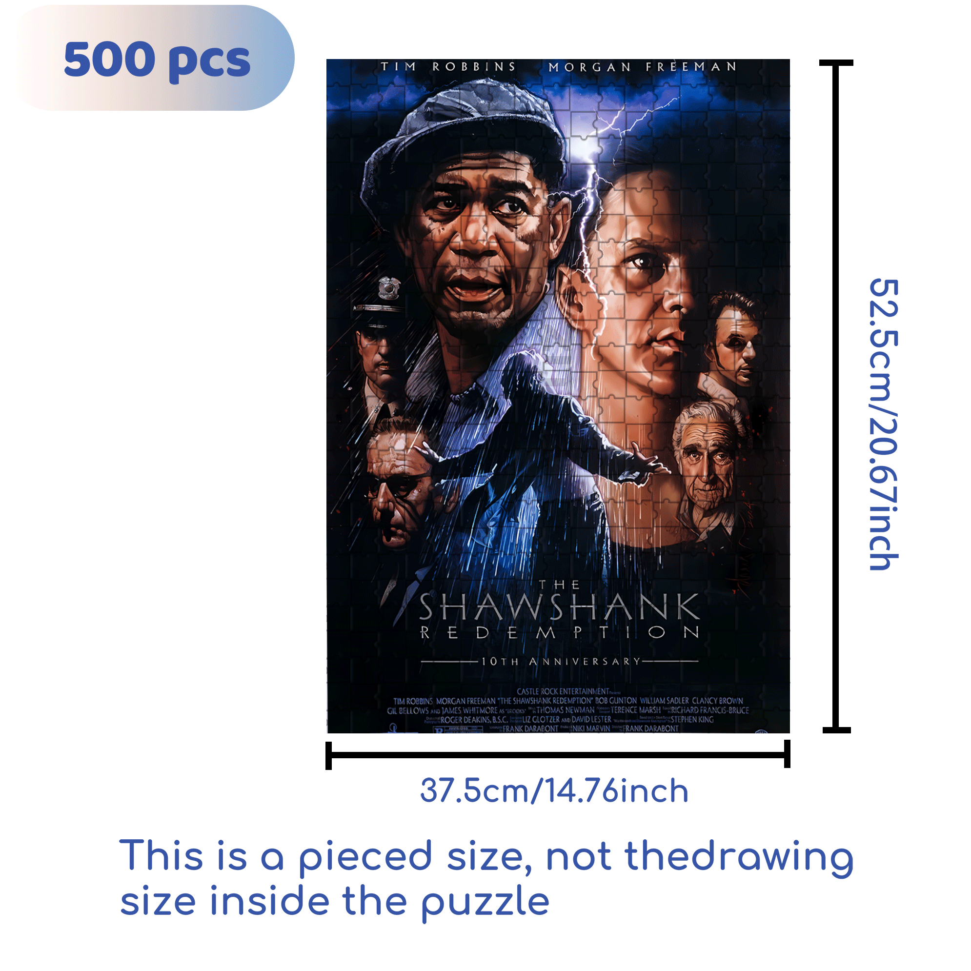 Shawshank Redemption 500pcs/1000pcs Jigsaw Puzzle, Scratch-Resistant, Interactive Family Game & Brain-Boosting DIY Decor, Perfect for Halloween, Christmas & New Year Gifts, Family Puzzle Game