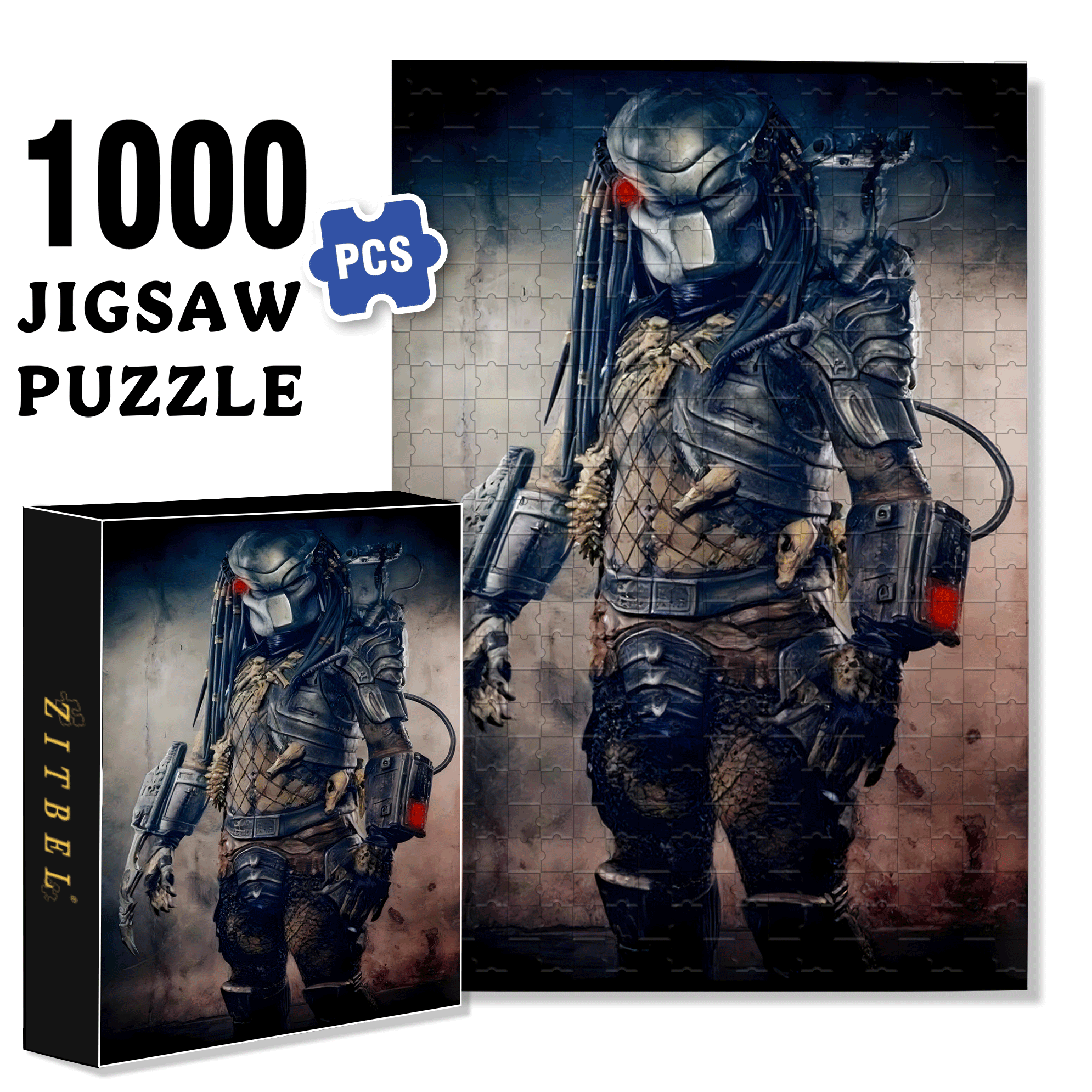Silvery Armor Predator 500pcs/1000pcs Jigsaw Puzzle, Scratch-Resistant, Interactive Family Game & Brain-Boosting DIY Decor, Perfect for Halloween, Christmas & New Year Gifts, Family Puzzle Game