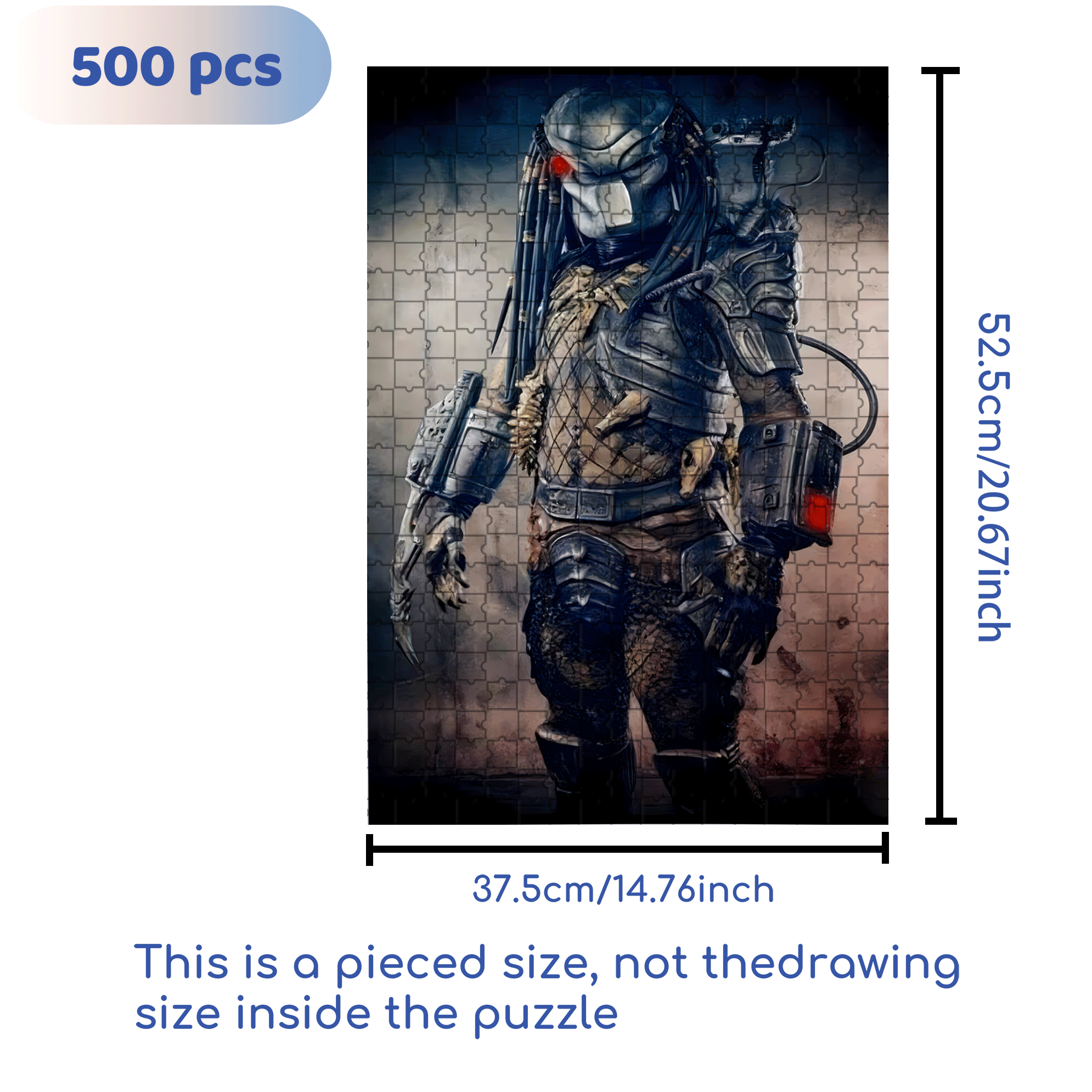 Silvery Armor Predator 500pcs/1000pcs Jigsaw Puzzle, Scratch-Resistant, Interactive Family Game & Brain-Boosting DIY Decor, Perfect for Halloween, Christmas & New Year Gifts, Family Puzzle Game