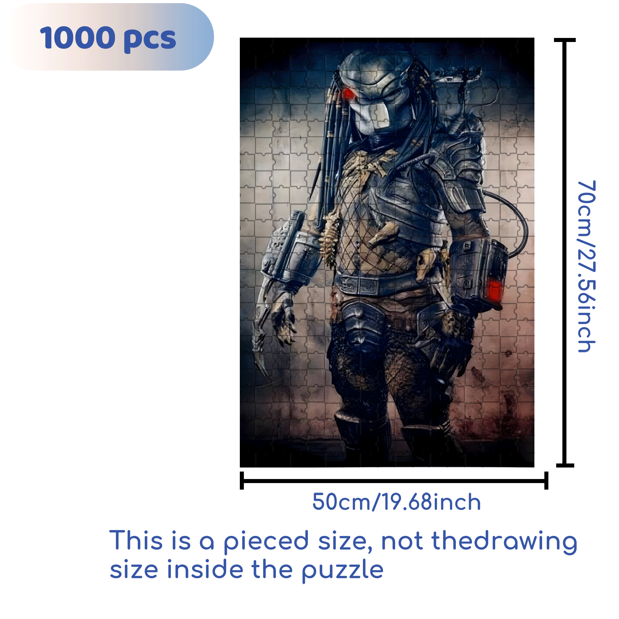 Silvery Armor Predator 500pcs/1000pcs Jigsaw Puzzle, Scratch-Resistant, Interactive Family Game & Brain-Boosting DIY Decor, Perfect for Halloween, Christmas & New Year Gifts, Family Puzzle Game