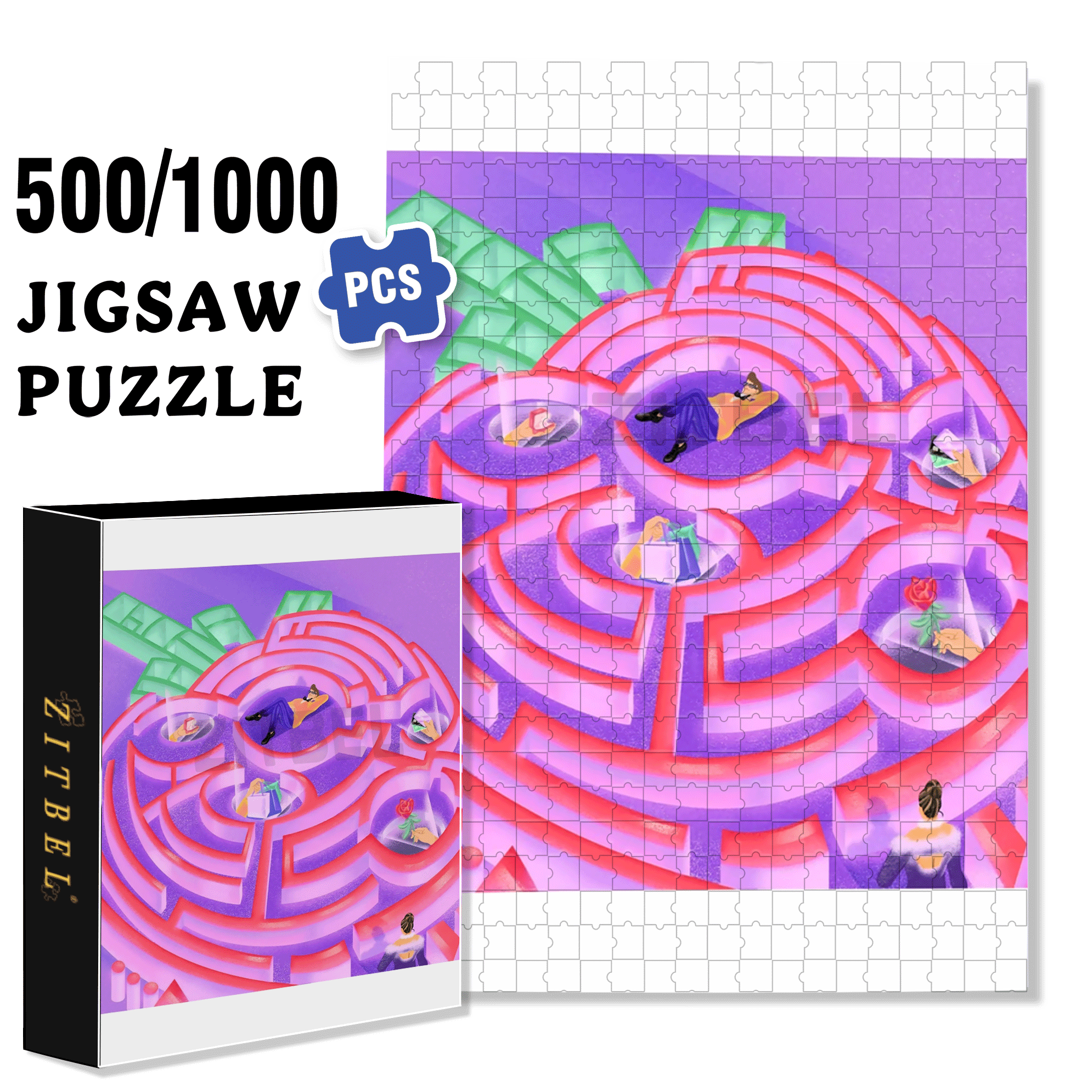 Strawberry Trap 500pcs/1000pcs Jigsaw Puzzle, Scratch-Resistant, Interactive Family Game & Brain-Boosting DIY Decor, Perfect for Halloween, Christmas & New Year Gifts, Family Puzzle Game
