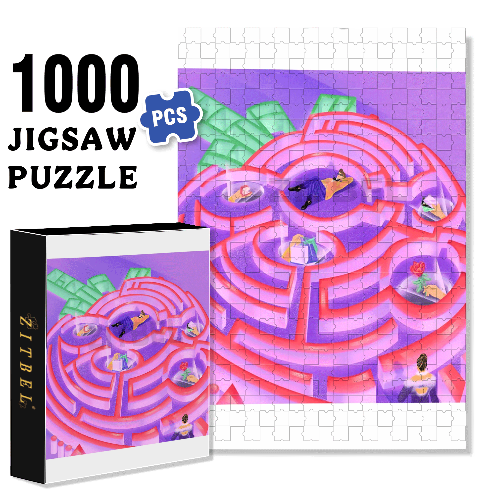 Strawberry Trap 500pcs/1000pcs Jigsaw Puzzle, Scratch-Resistant, Interactive Family Game & Brain-Boosting DIY Decor, Perfect for Halloween, Christmas & New Year Gifts, Family Puzzle Game