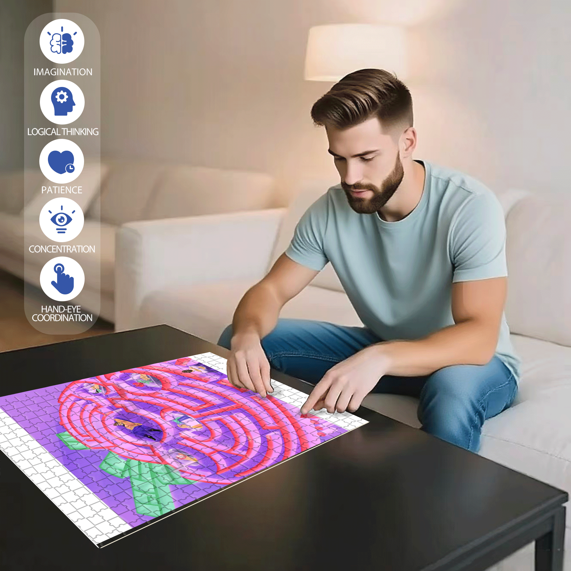 Strawberry Trap 500pcs/1000pcs Jigsaw Puzzle, Scratch-Resistant, Interactive Family Game & Brain-Boosting DIY Decor, Perfect for Halloween, Christmas & New Year Gifts, Family Puzzle Game
