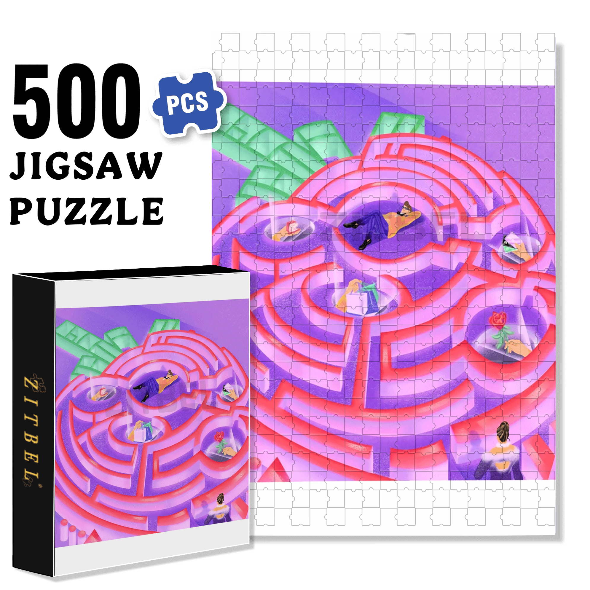 Strawberry Trap 500pcs/1000pcs Jigsaw Puzzle, Scratch-Resistant, Interactive Family Game & Brain-Boosting DIY Decor, Perfect for Halloween, Christmas & New Year Gifts, Family Puzzle Game