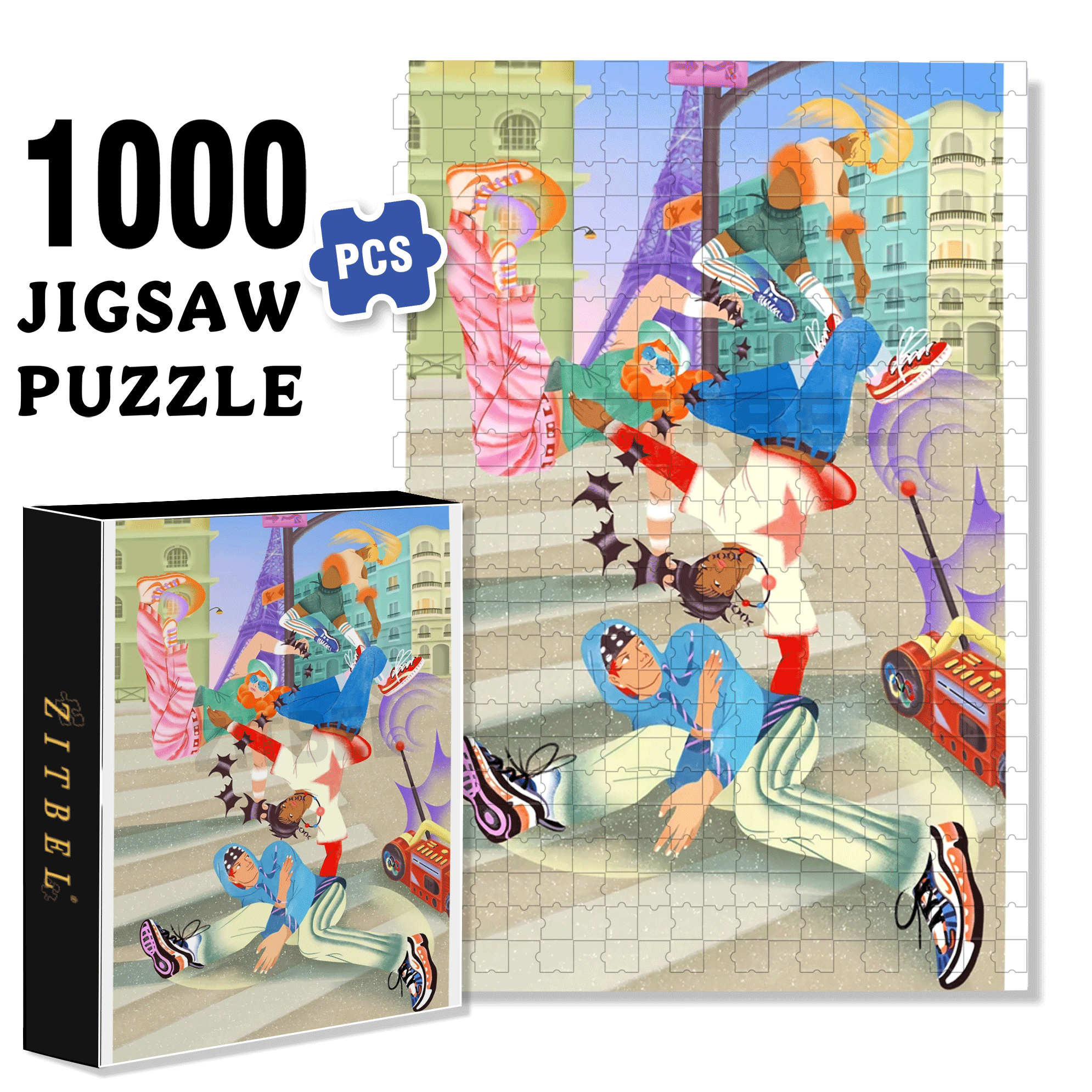 Street Dance 500pcs/1000pcs Jigsaw Puzzle, Scratch-Resistant, Interactive Family Game & Brain-Boosting DIY Decor, Perfect for Halloween, Christmas & New Year Gifts, Family Puzzle Game