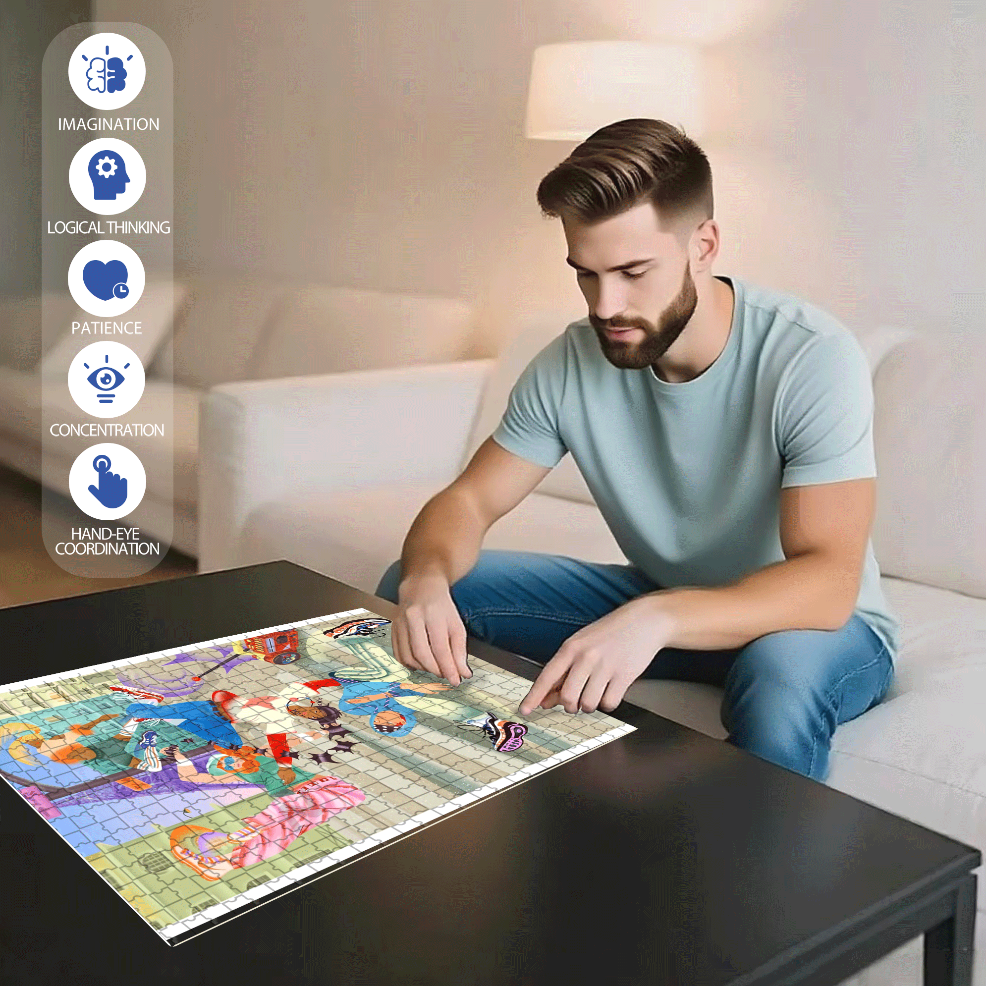 Street Dance 500pcs/1000pcs Jigsaw Puzzle, Scratch-Resistant, Interactive Family Game & Brain-Boosting DIY Decor, Perfect for Halloween, Christmas & New Year Gifts, Family Puzzle Game