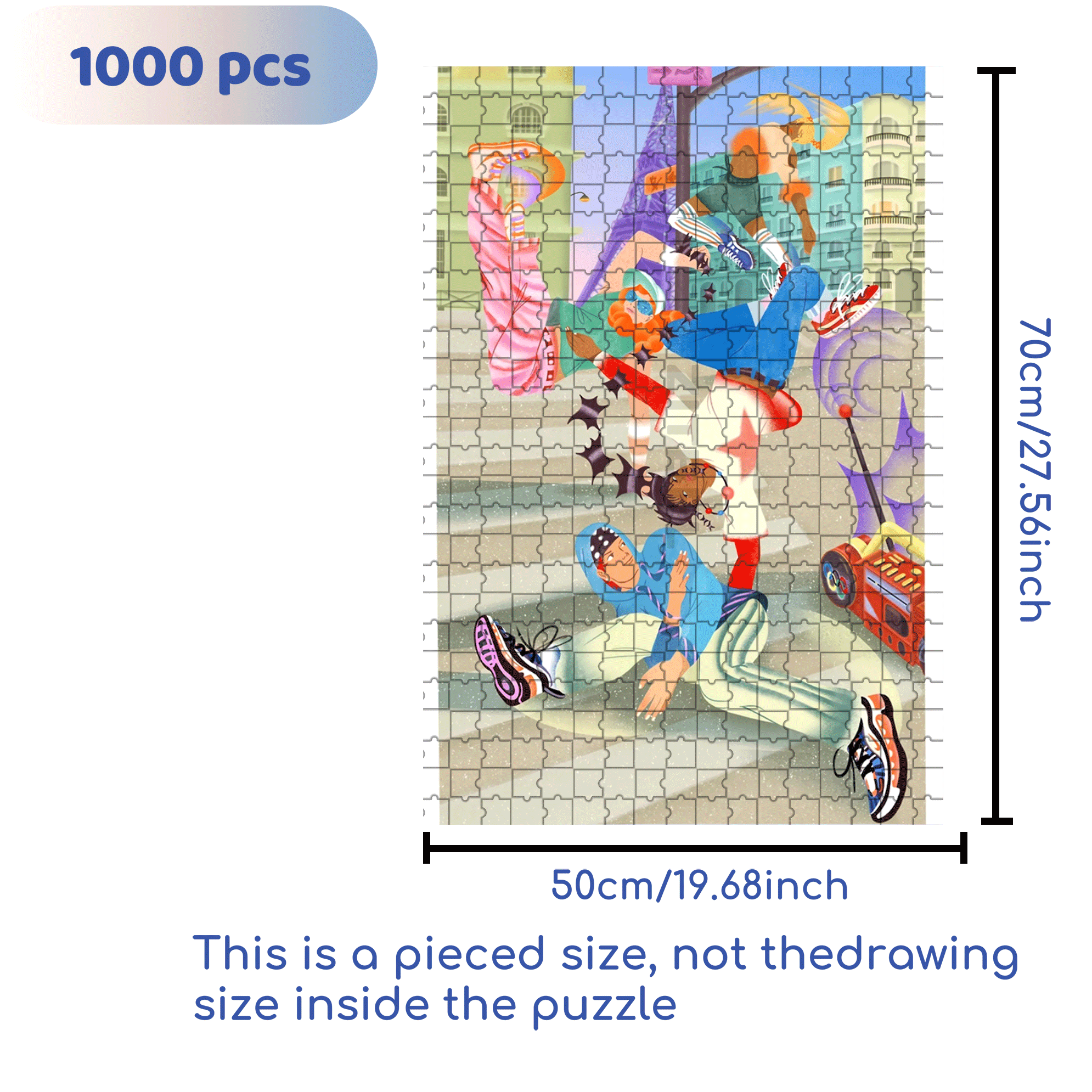 Street Dance 500pcs/1000pcs Jigsaw Puzzle, Scratch-Resistant, Interactive Family Game & Brain-Boosting DIY Decor, Perfect for Halloween, Christmas & New Year Gifts, Family Puzzle Game
