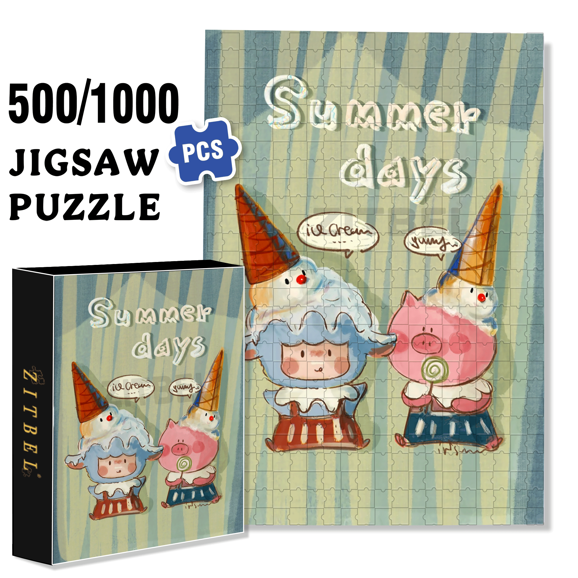 Summer Days 500pcs/1000pcs Jigsaw Puzzle, Scratch-Resistant, Interactive Family Game & Brain-Boosting DIY Decor, Perfect for Halloween, Christmas & New Year Gifts, Family Puzzle Game