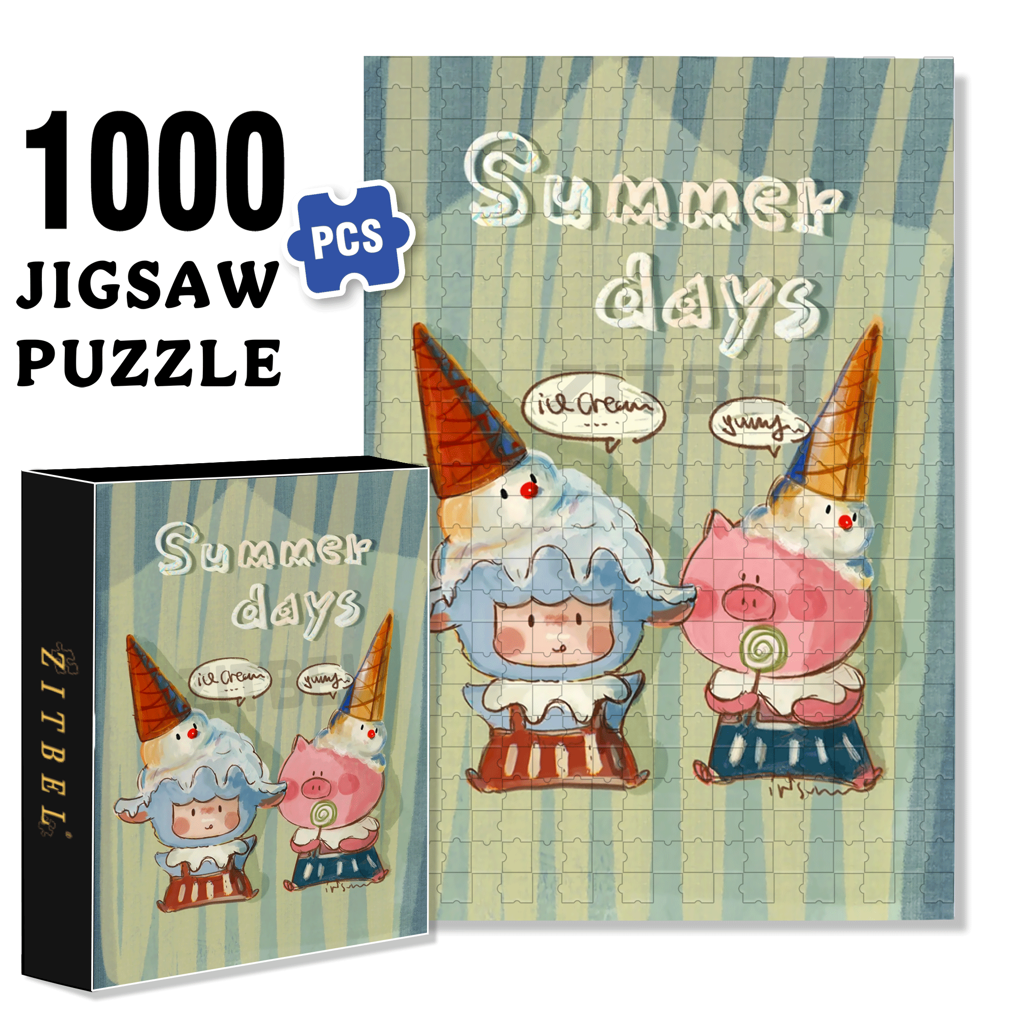 Summer Days 500pcs/1000pcs Jigsaw Puzzle, Scratch-Resistant, Interactive Family Game & Brain-Boosting DIY Decor, Perfect for Halloween, Christmas & New Year Gifts, Family Puzzle Game