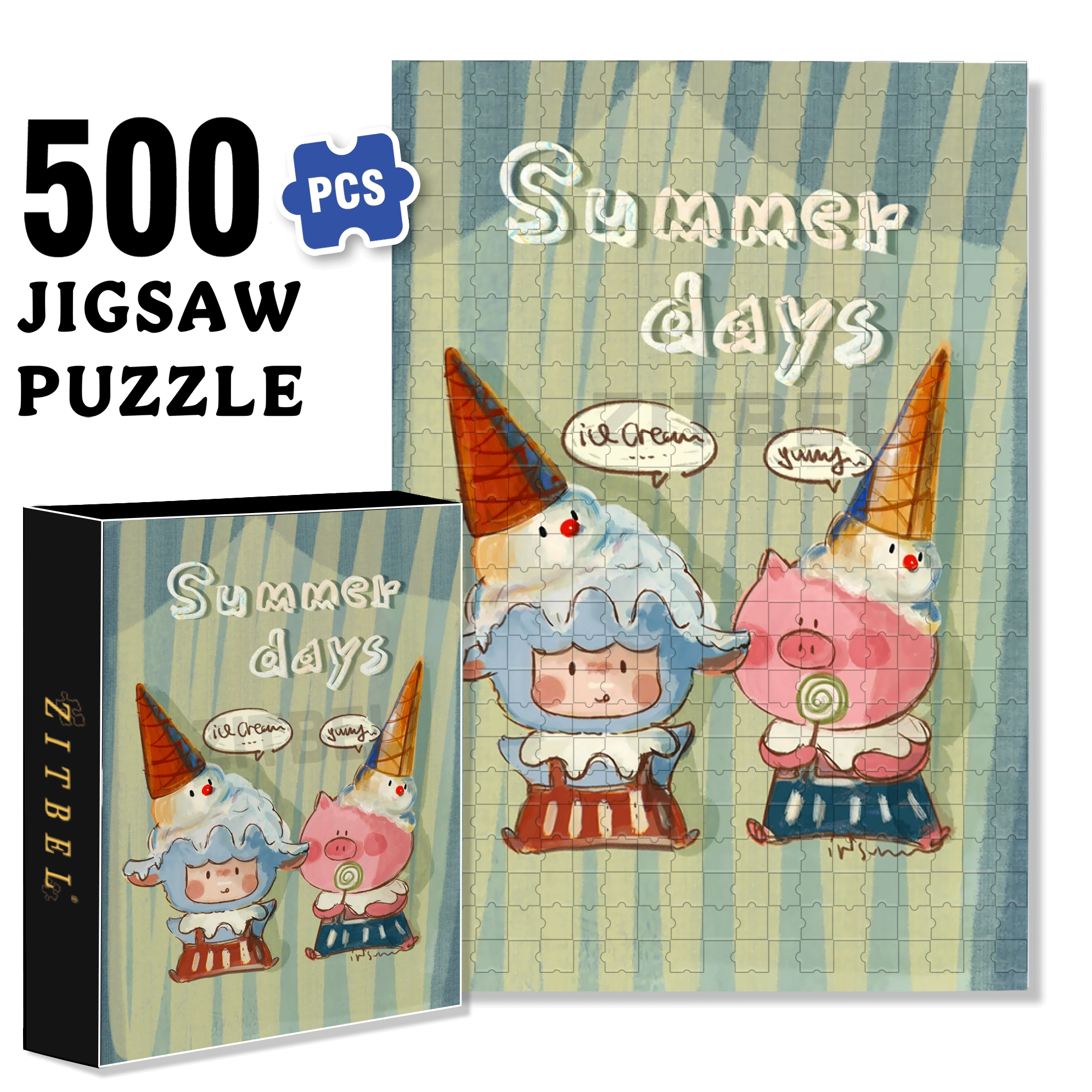 Summer Days 500pcs/1000pcs Jigsaw Puzzle, Scratch-Resistant, Interactive Family Game & Brain-Boosting DIY Decor, Perfect for Halloween, Christmas & New Year Gifts, Family Puzzle Game