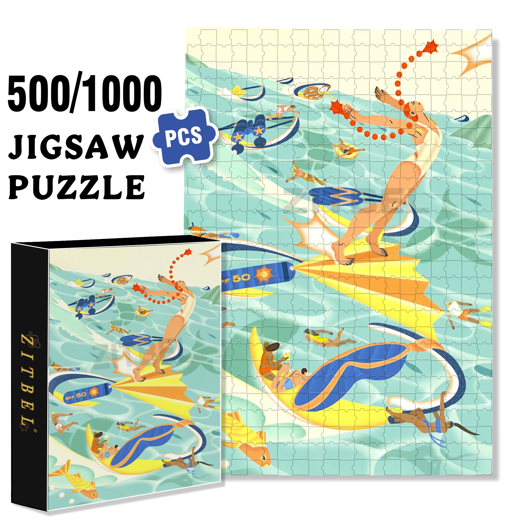 Summer Island Trip 500pcs/1000pcs Jigsaw Puzzle, Scratch-Resistant, Interactive Family Game & Brain-Boosting DIY Decor, Perfect for Halloween, Christmas & New Year Gifts, Family Puzzle Game