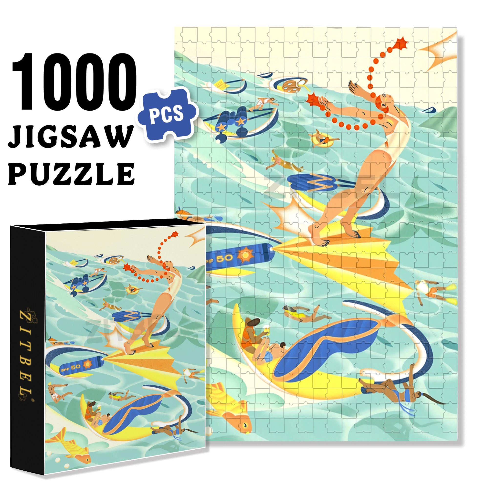 Summer Island Trip 500pcs/1000pcs Jigsaw Puzzle, Scratch-Resistant, Interactive Family Game & Brain-Boosting DIY Decor, Perfect for Halloween, Christmas & New Year Gifts, Family Puzzle Game