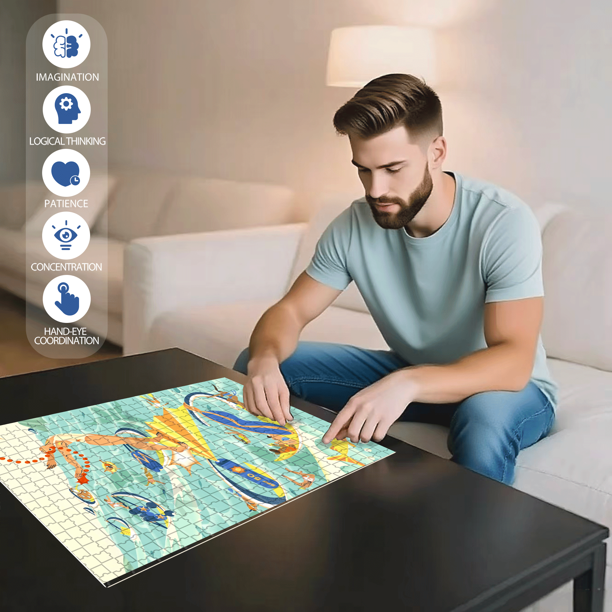 Summer Island Trip 500pcs/1000pcs Jigsaw Puzzle, Scratch-Resistant, Interactive Family Game & Brain-Boosting DIY Decor, Perfect for Halloween, Christmas & New Year Gifts, Family Puzzle Game