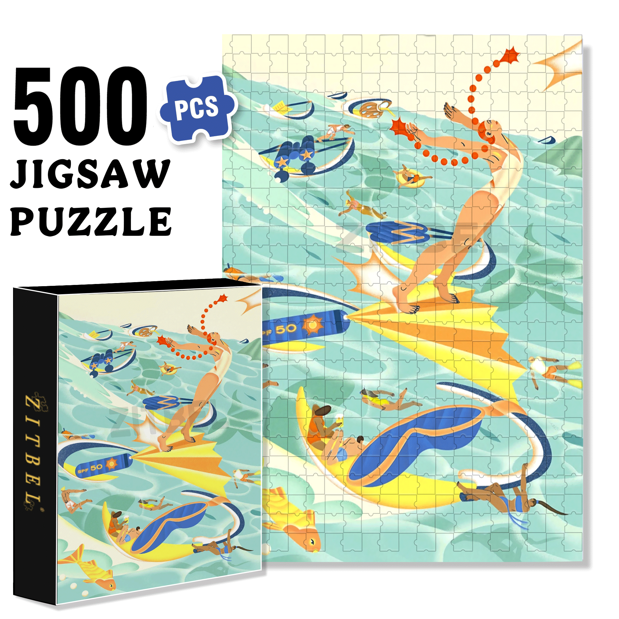 Summer Island Trip 500pcs/1000pcs Jigsaw Puzzle, Scratch-Resistant, Interactive Family Game & Brain-Boosting DIY Decor, Perfect for Halloween, Christmas & New Year Gifts, Family Puzzle Game
