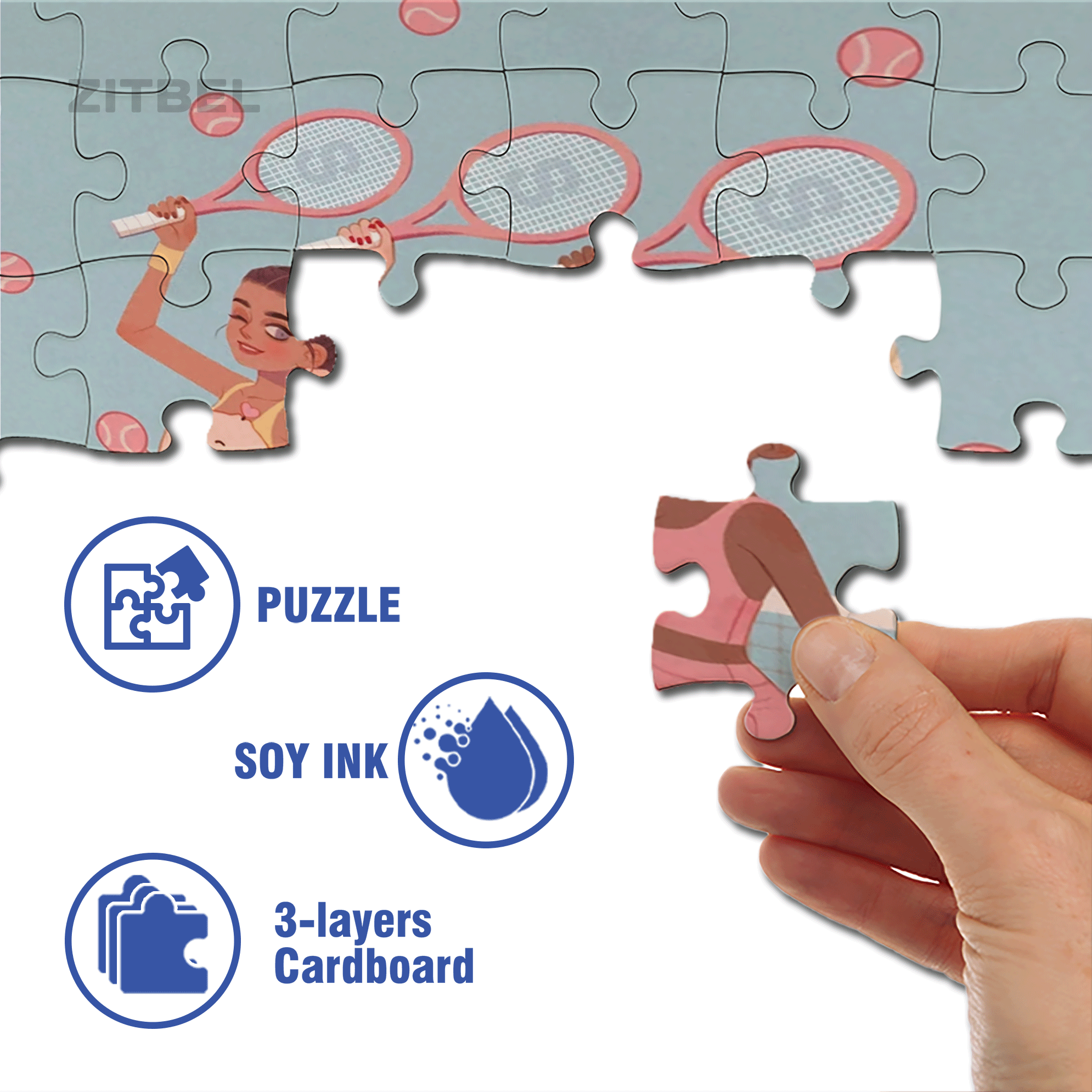 Tennis Girls 500pcs/1000pcs Jigsaw Puzzle, Scratch-Resistant, Interactive Family Game & Brain-Boosting DIY Decor, Perfect for Halloween, Christmas & New Year Gifts, Family Puzzle Game