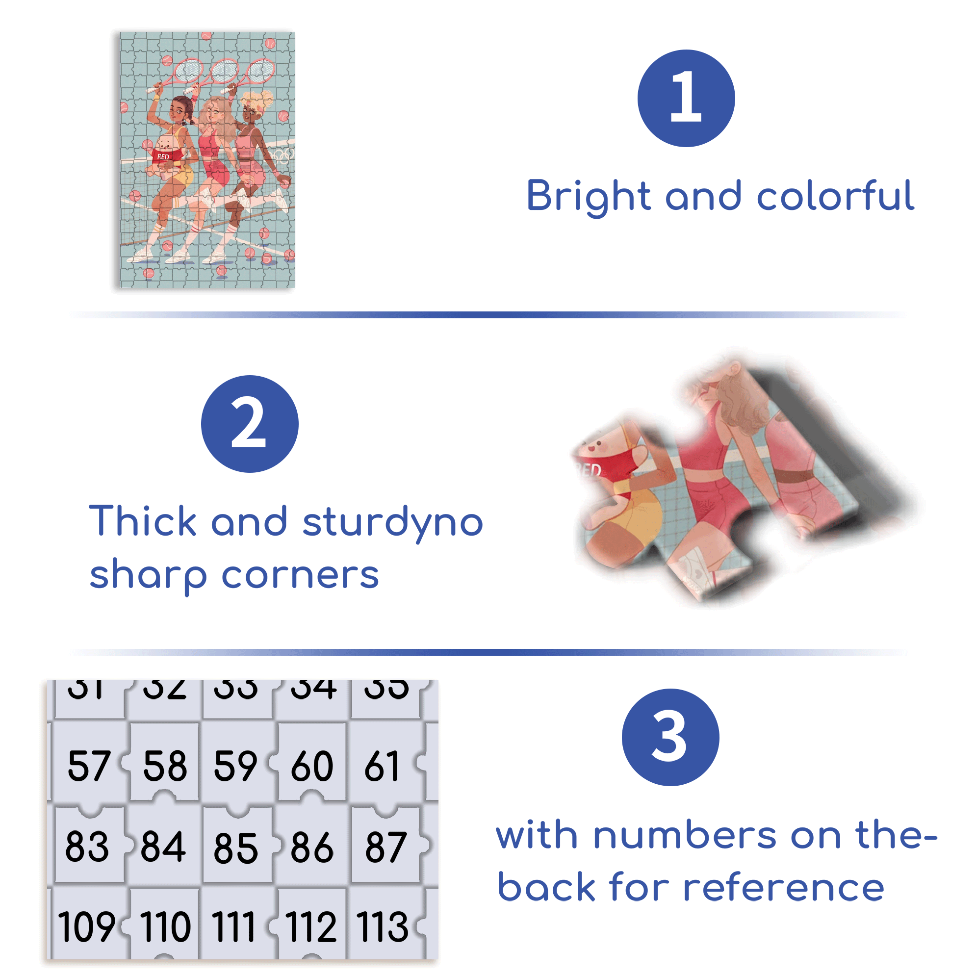 Tennis Girls 500pcs/1000pcs Jigsaw Puzzle, Scratch-Resistant, Interactive Family Game & Brain-Boosting DIY Decor, Perfect for Halloween, Christmas & New Year Gifts, Family Puzzle Game