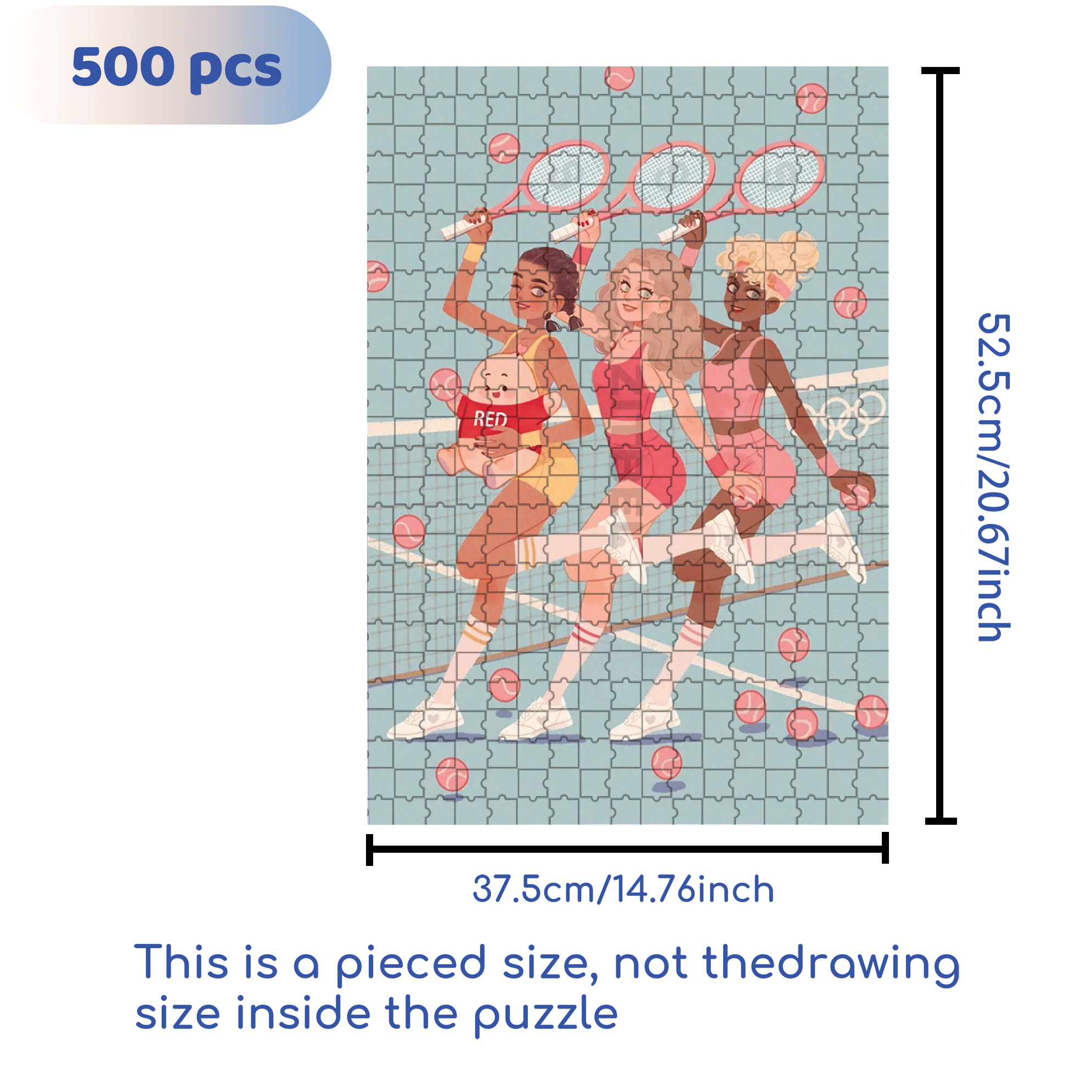Tennis Girls 500pcs/1000pcs Jigsaw Puzzle, Scratch-Resistant, Interactive Family Game & Brain-Boosting DIY Decor, Perfect for Halloween, Christmas & New Year Gifts, Family Puzzle Game