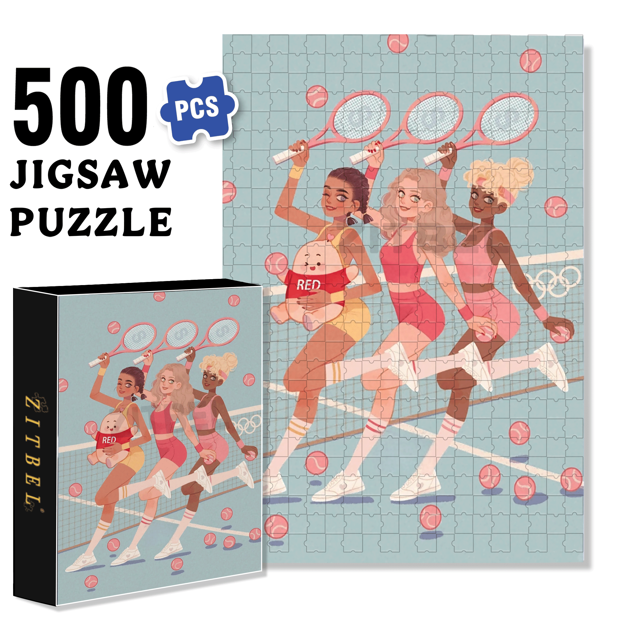 Tennis Girls 500pcs/1000pcs Jigsaw Puzzle, Scratch-Resistant, Interactive Family Game & Brain-Boosting DIY Decor, Perfect for Halloween, Christmas & New Year Gifts, Family Puzzle Game