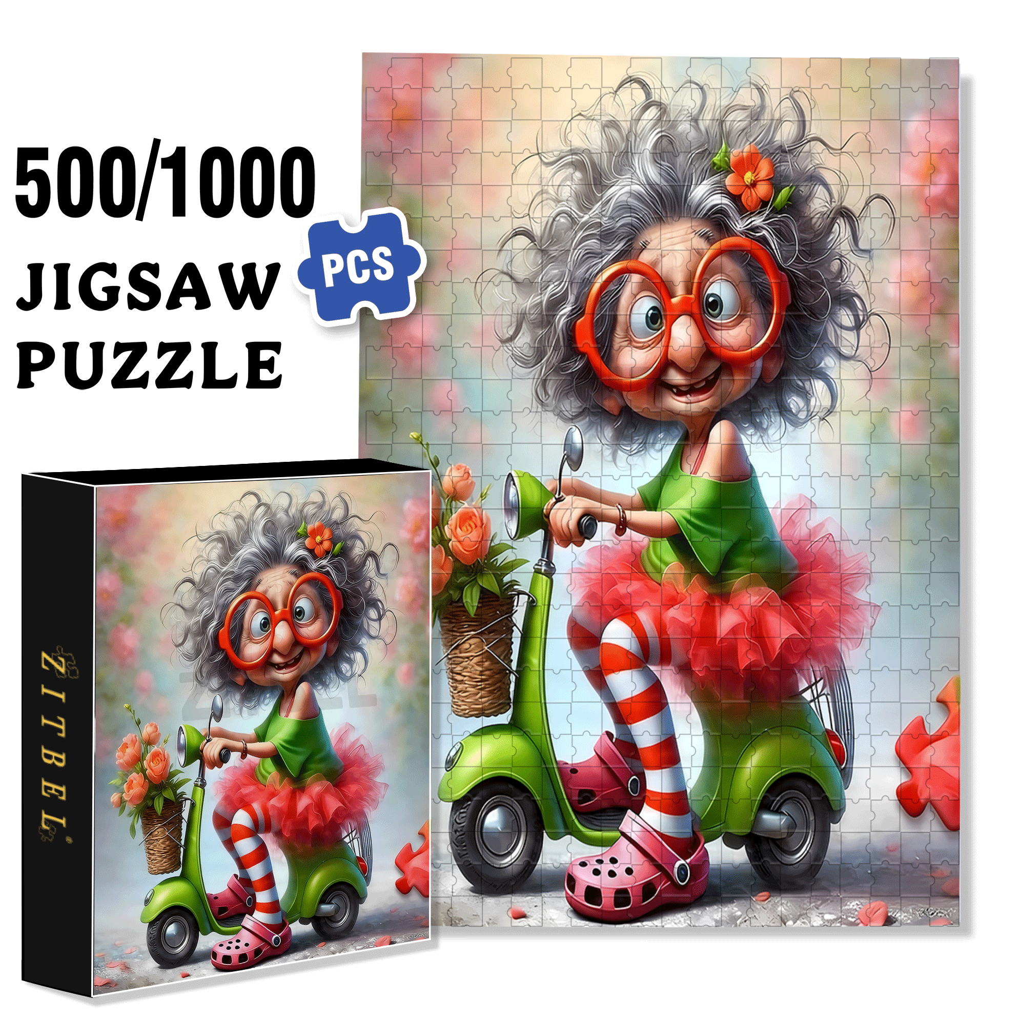 The Ageless Girl's Motorcycle 500pcs/1000pcs Jigsaw Puzzle, Scratch-Resistant, Interactive Family Game & Brain-Boosting DIY Decor, Perfect for Halloween, Christmas & New Year Gifts, Family Puzzle Game