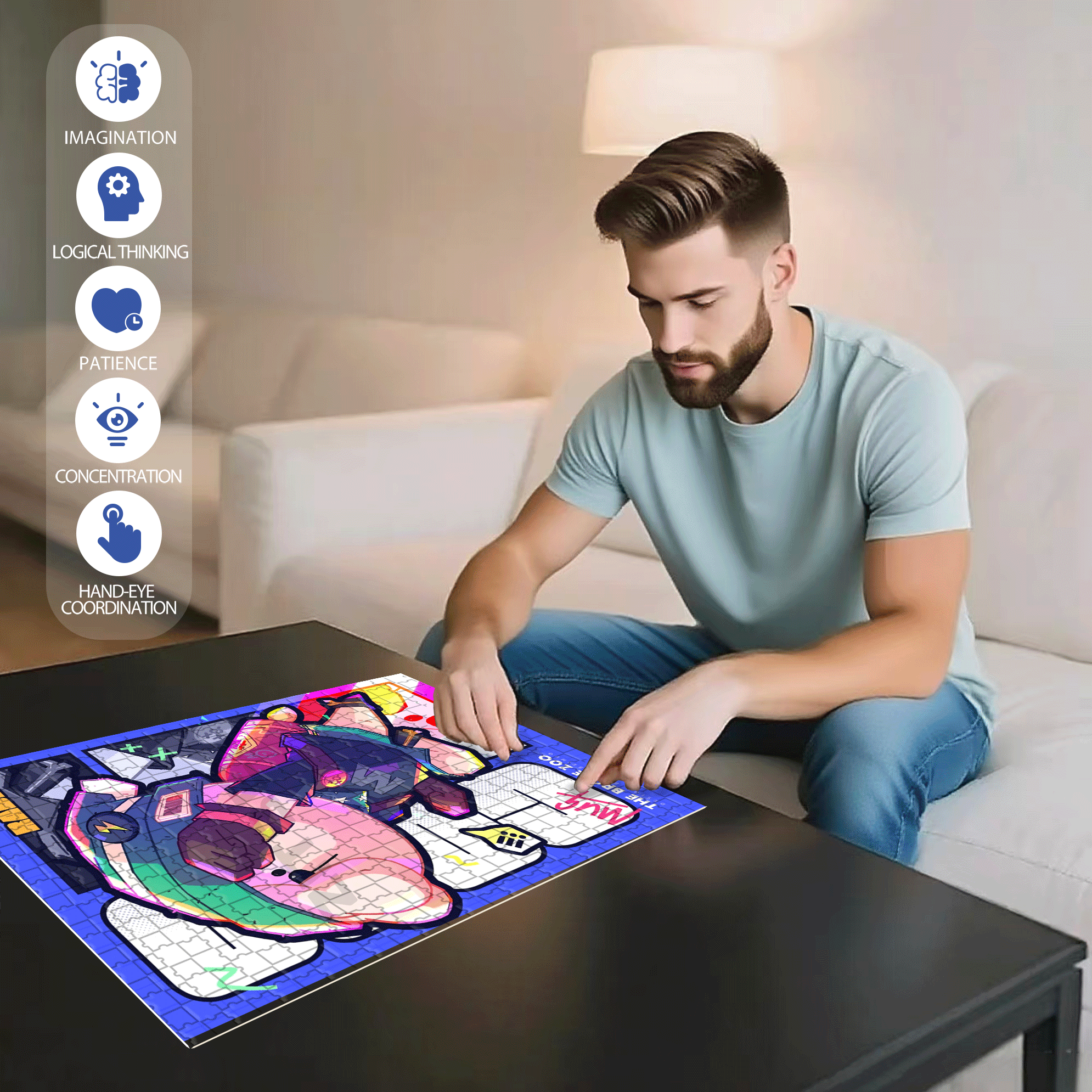 The Broke Zoo 500pcs/1000pcs Jigsaw Puzzle, Scratch-Resistant, Interactive Family Game & Brain-Boosting DIY Decor, Perfect for Halloween, Christmas & New Year Gifts, Family Puzzle Game