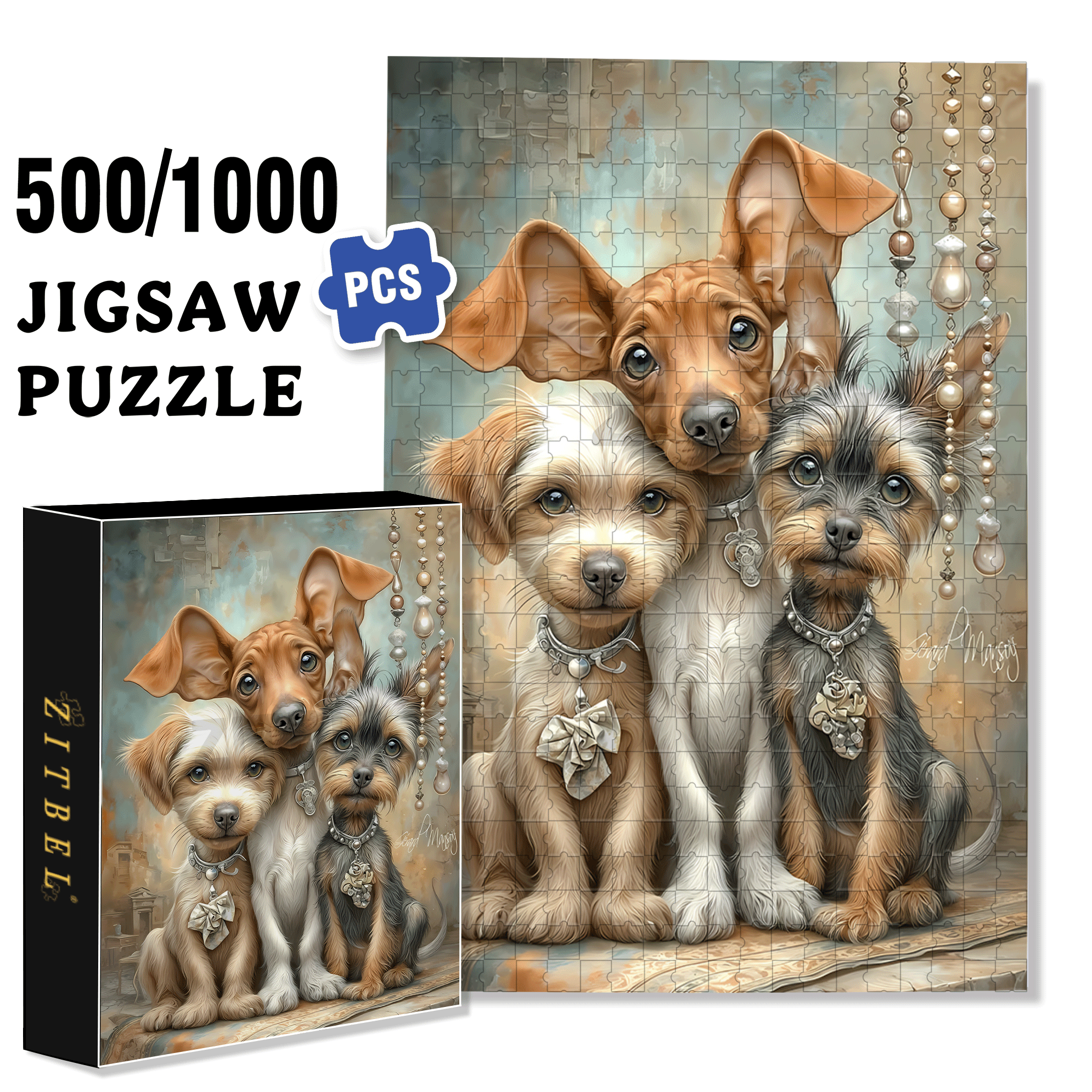 The Jewelry Brothers 500pcs/1000pcs Jigsaw Puzzle, Scratch-Resistant, Interactive Family Game & Brain-Boosting DIY Decor, Perfect for Halloween, Christmas & New Year Gifts, Family Puzzle Game