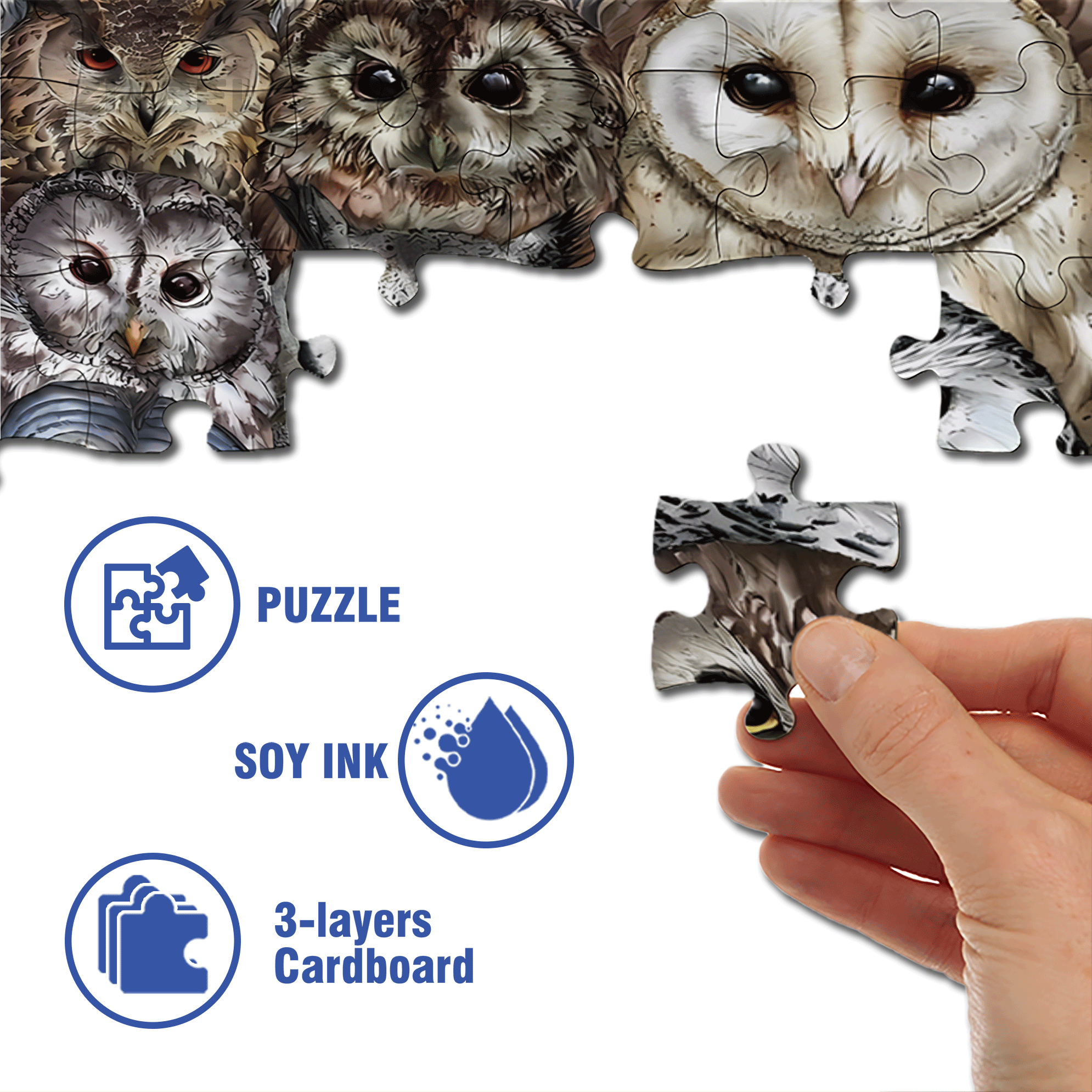 The Owl's Gaze 500pcs/1000pcs Jigsaw Puzzle, Scratch-Resistant, Interactive Family Game & Brain-Boosting DIY Decor, Perfect for Halloween, Christmas & New Year Gifts, Family Puzzle Game