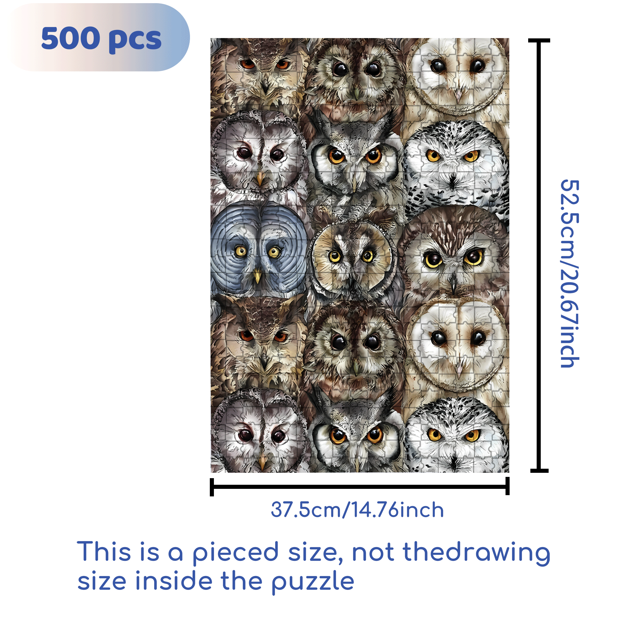 The Owl's Gaze 500pcs/1000pcs Jigsaw Puzzle, Scratch-Resistant, Interactive Family Game & Brain-Boosting DIY Decor, Perfect for Halloween, Christmas & New Year Gifts, Family Puzzle Game