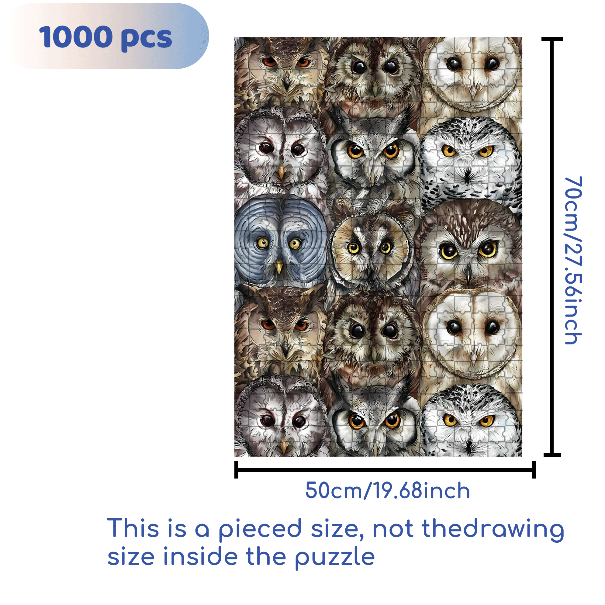 The Owl's Gaze 500pcs/1000pcs Jigsaw Puzzle, Scratch-Resistant, Interactive Family Game & Brain-Boosting DIY Decor, Perfect for Halloween, Christmas & New Year Gifts, Family Puzzle Game