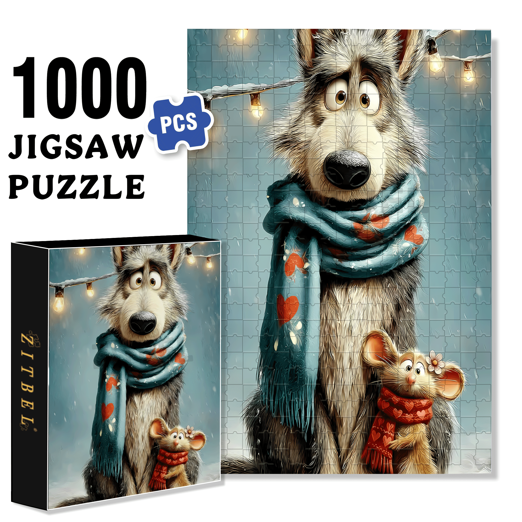 Warm Companions On Winter Nights 500pcs/1000pcs Jigsaw Puzzle, Scratch-Resistant, Interactive Family Game & Brain-Boosting DIY Decor, Perfect for Halloween, Christmas & New Year Gifts, Family Puzzle Game