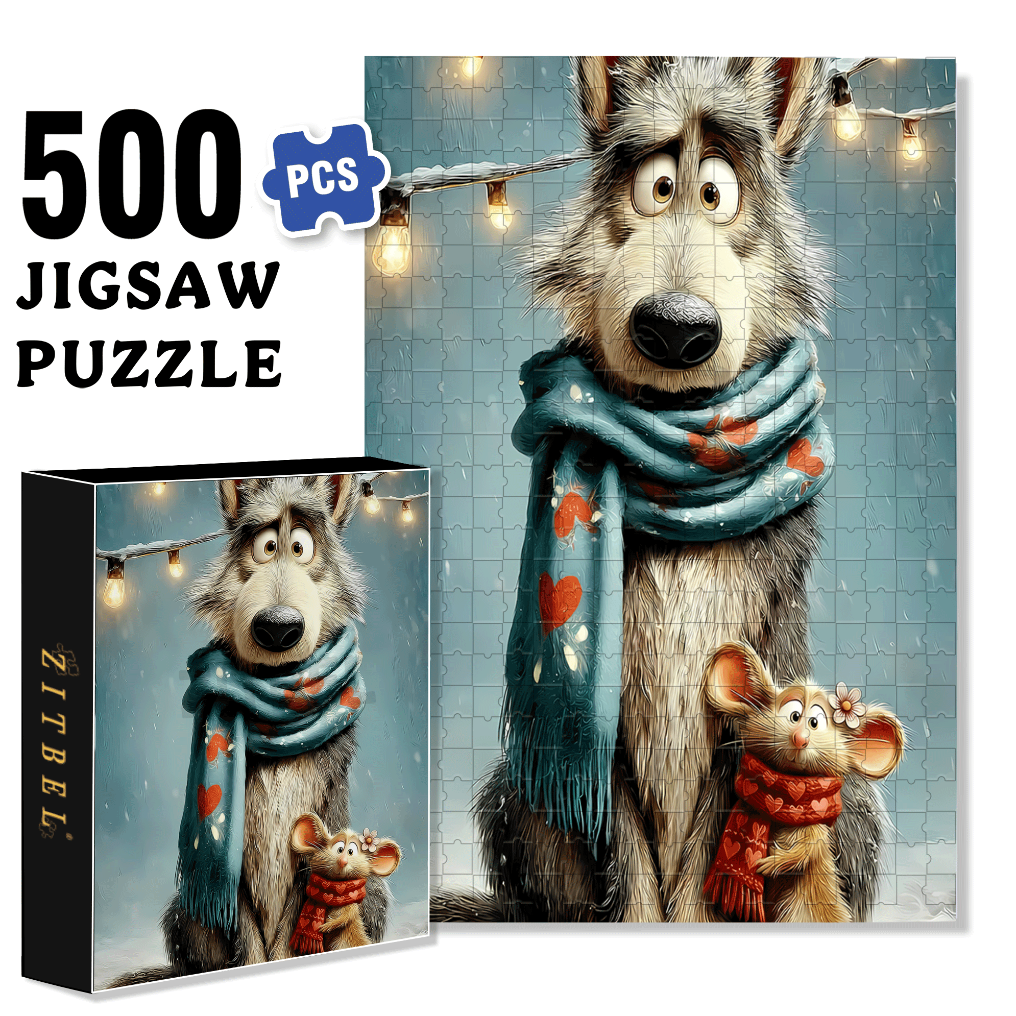 Warm Companions On Winter Nights 500pcs/1000pcs Jigsaw Puzzle, Scratch-Resistant, Interactive Family Game & Brain-Boosting DIY Decor, Perfect for Halloween, Christmas & New Year Gifts, Family Puzzle Game