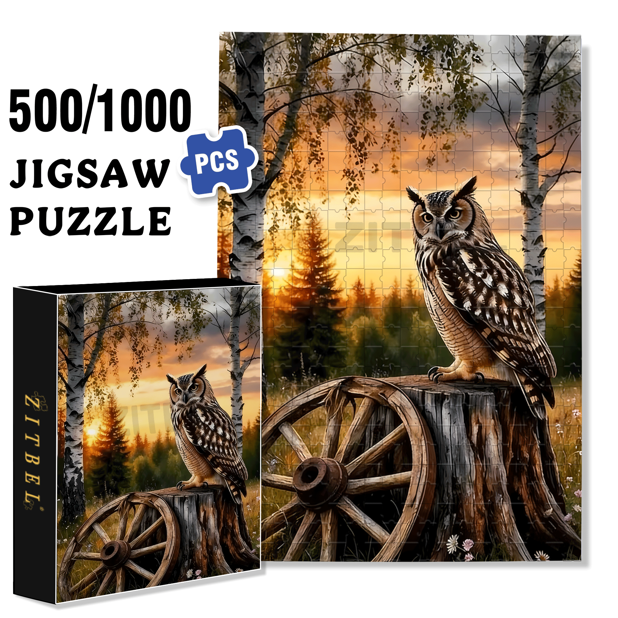 wilight Forest Watcher 500pcs/1000pcs Jigsaw Puzzle, Scratch-Resistant, Interactive Family Game & Brain-Boosting DIY Decor, Perfect for Halloween, Christmas & New Year Gifts, Family Puzzle Game